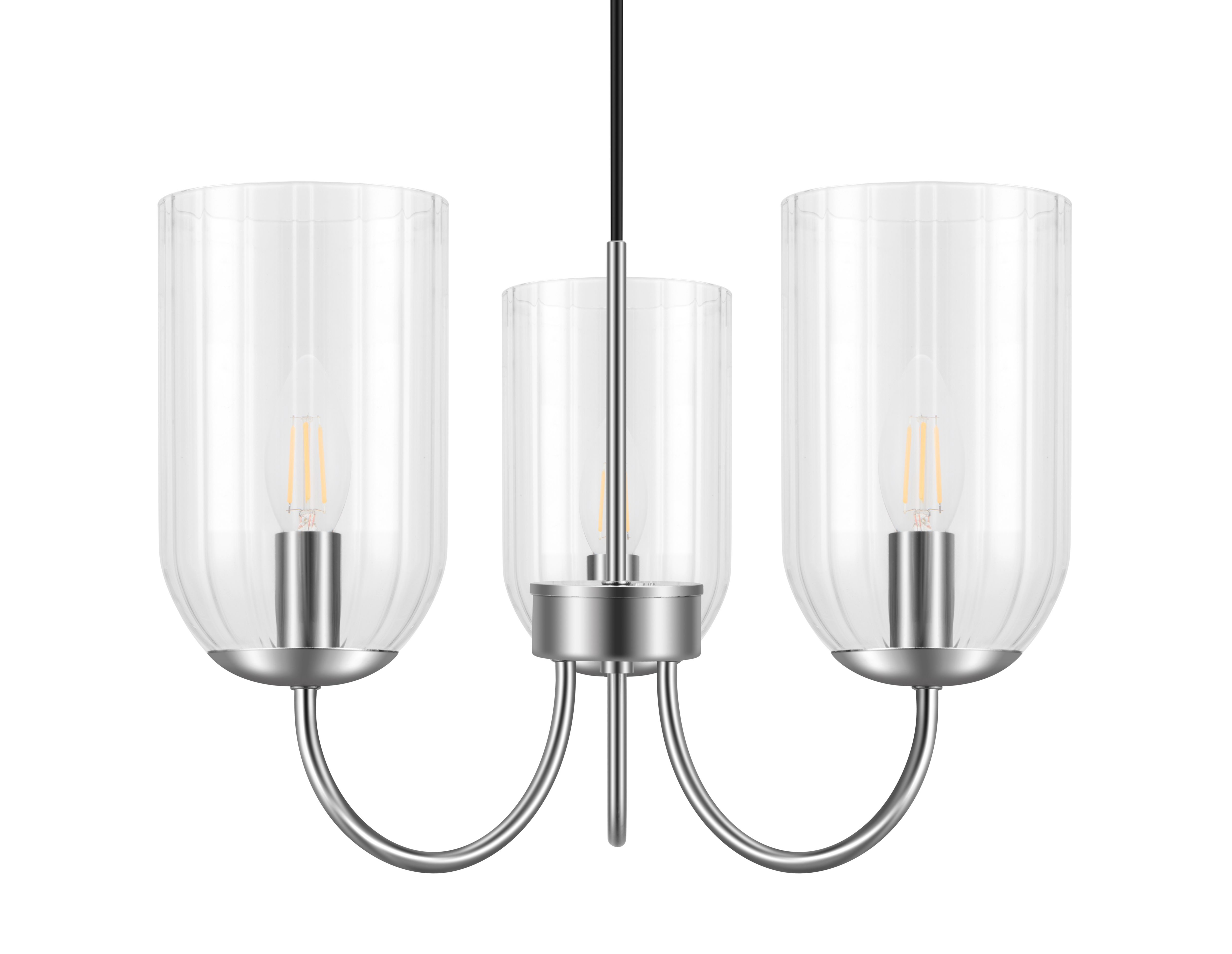 GoodHome Salford Round Clear Chrome effect 3 Lamp LED Pendant ceiling light, (Dia)470mm