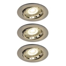 GoodHome Salk Brushed chrome Nickel effect Adjustable LED Neutral white Downlight 4.8W IP20, Pack of 3