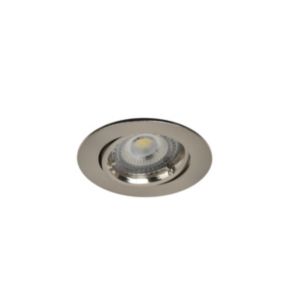 GoodHome Salk Brushed chrome Nickel effect Adjustable LED Warm white Downlight 4.8W IP20, Pack of 3