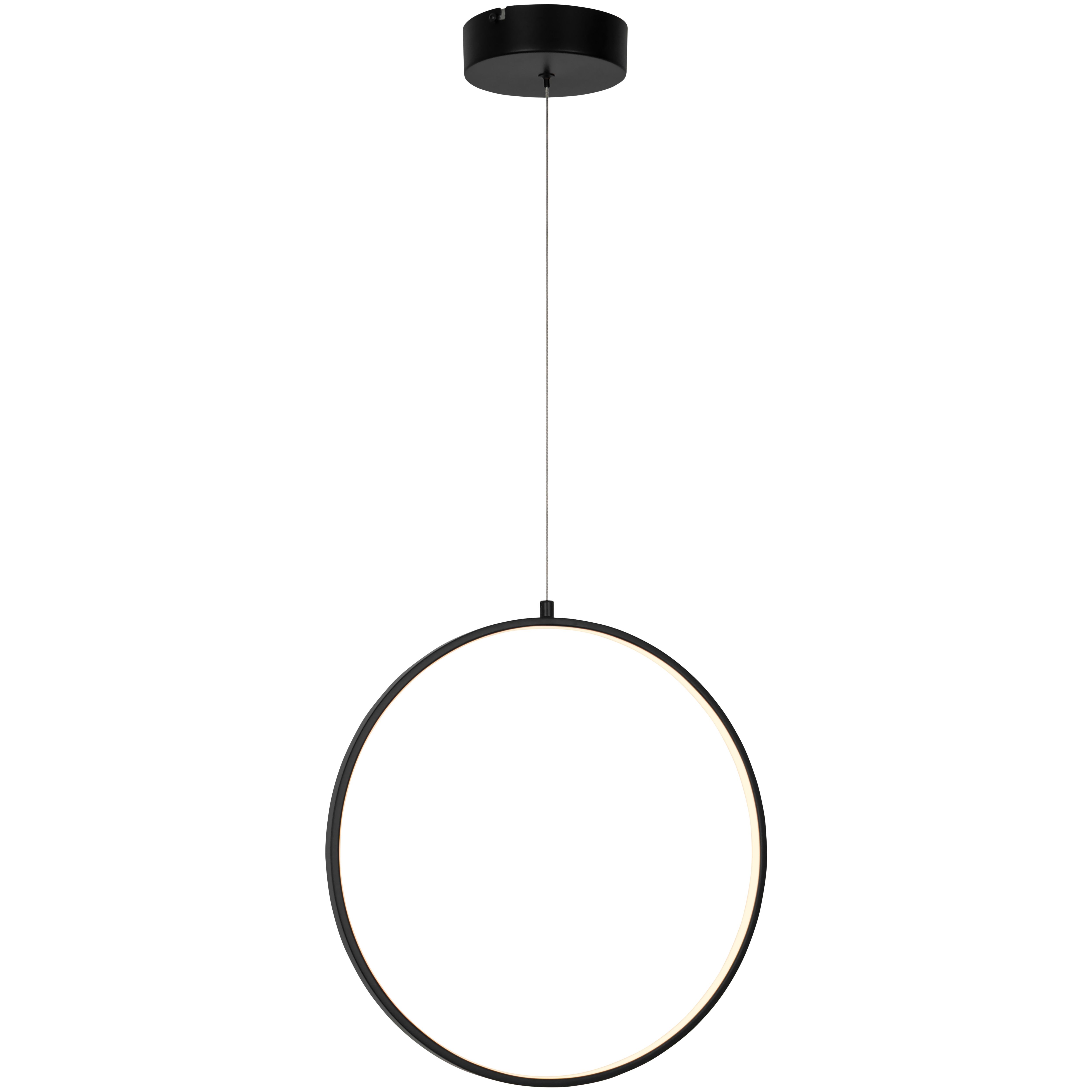 GoodHome Samana Round Matt Black LED Pendant ceiling light, (Dia)380mm