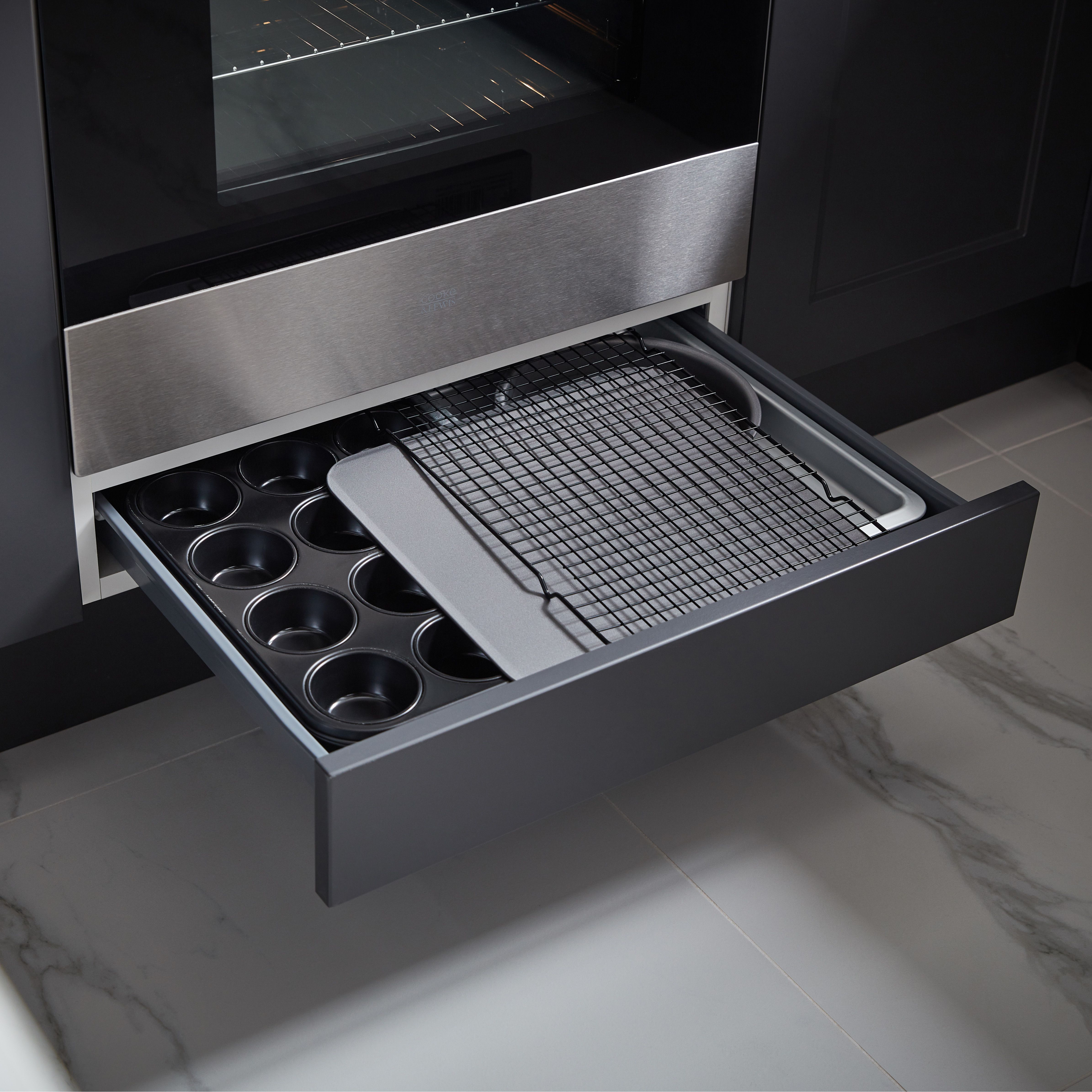 GoodHome Sansho Matt Anthracite Kitchen drawer unit, 564mm