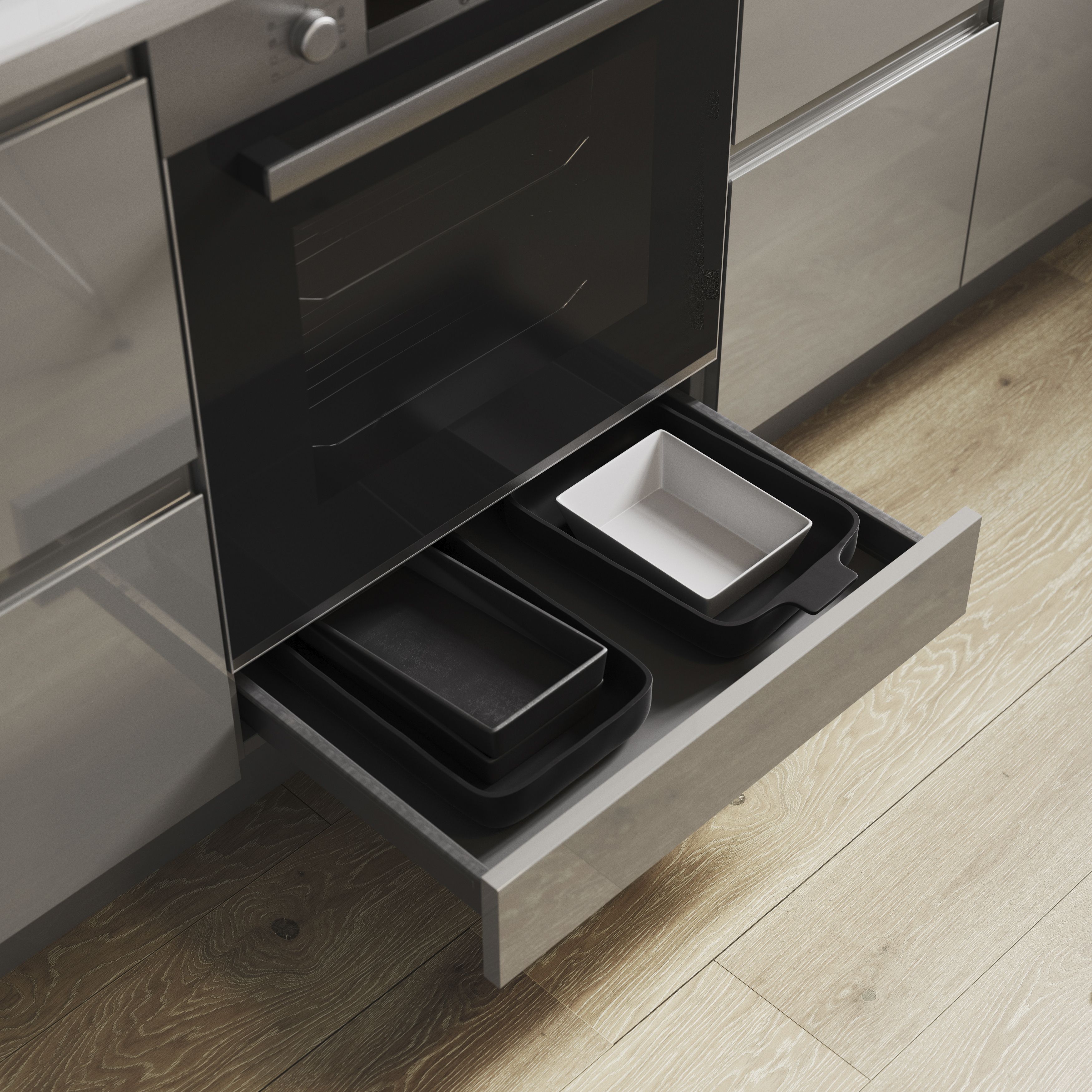 GoodHome Sansho Matt Anthracite Kitchen drawer unit, 564mm