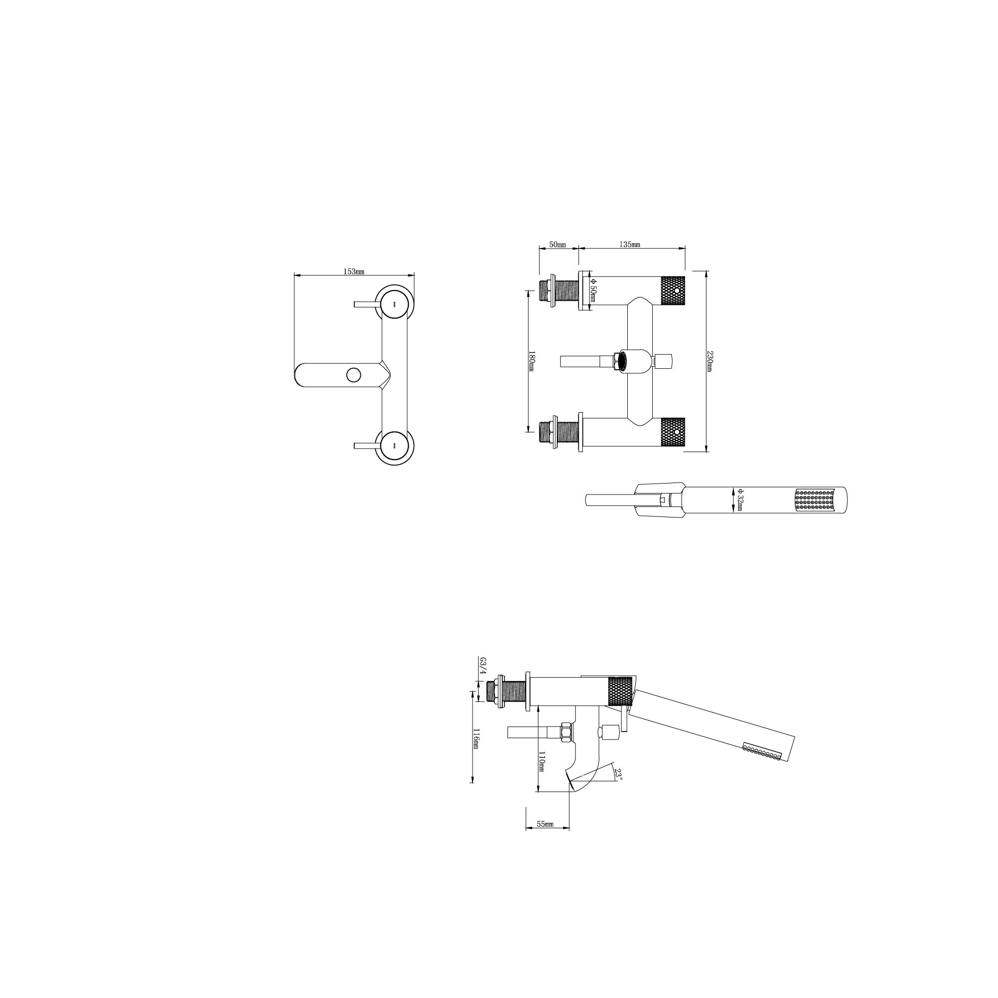 GoodHome Satin Brass effect Deck-mounted Double Bath shower mixer tap with shower kit