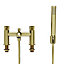 GoodHome Satin Brass effect Deck-mounted Double Bath shower mixer tap with shower kit