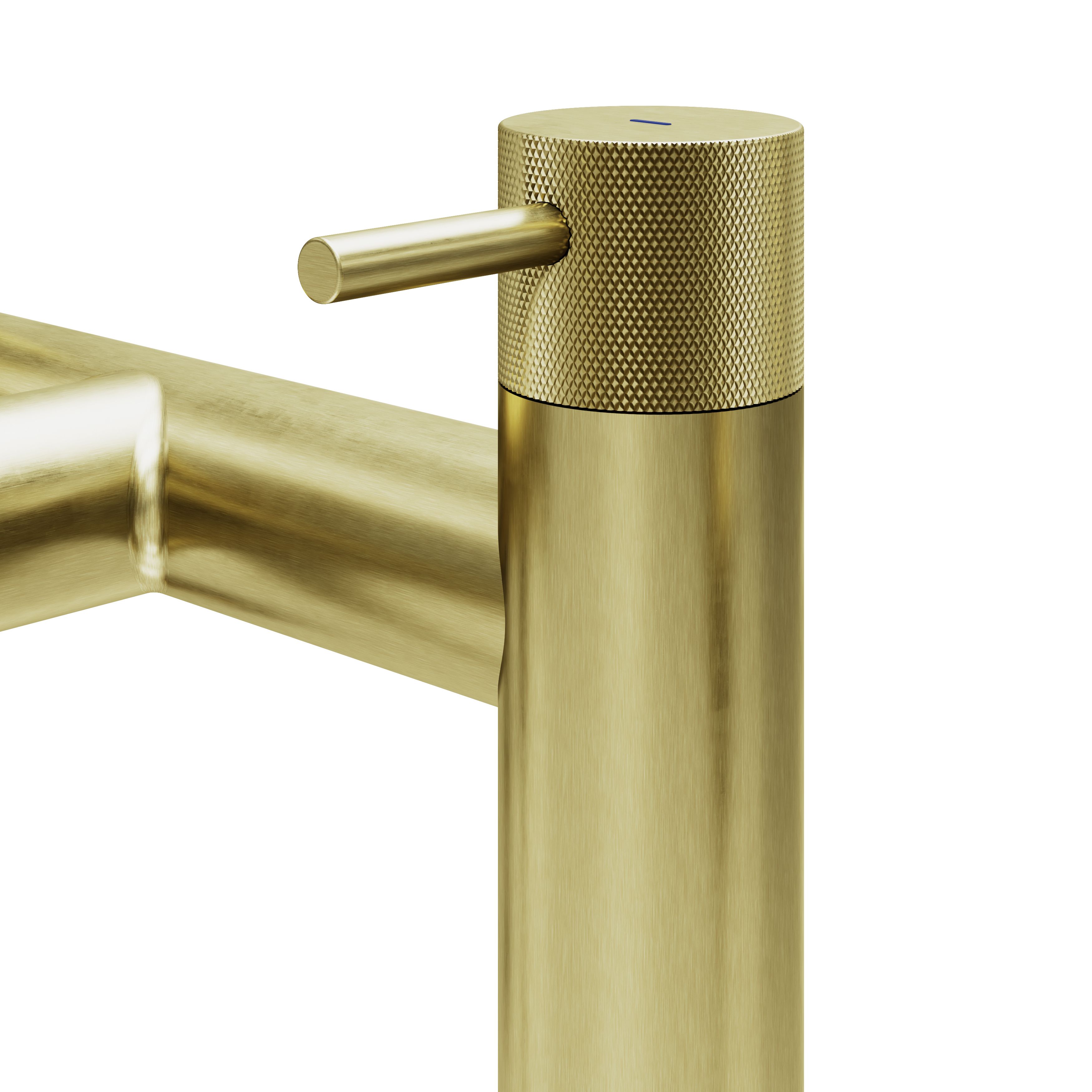 GoodHome Satin Brass effect Deck-mounted Double Bath shower mixer tap with shower kit