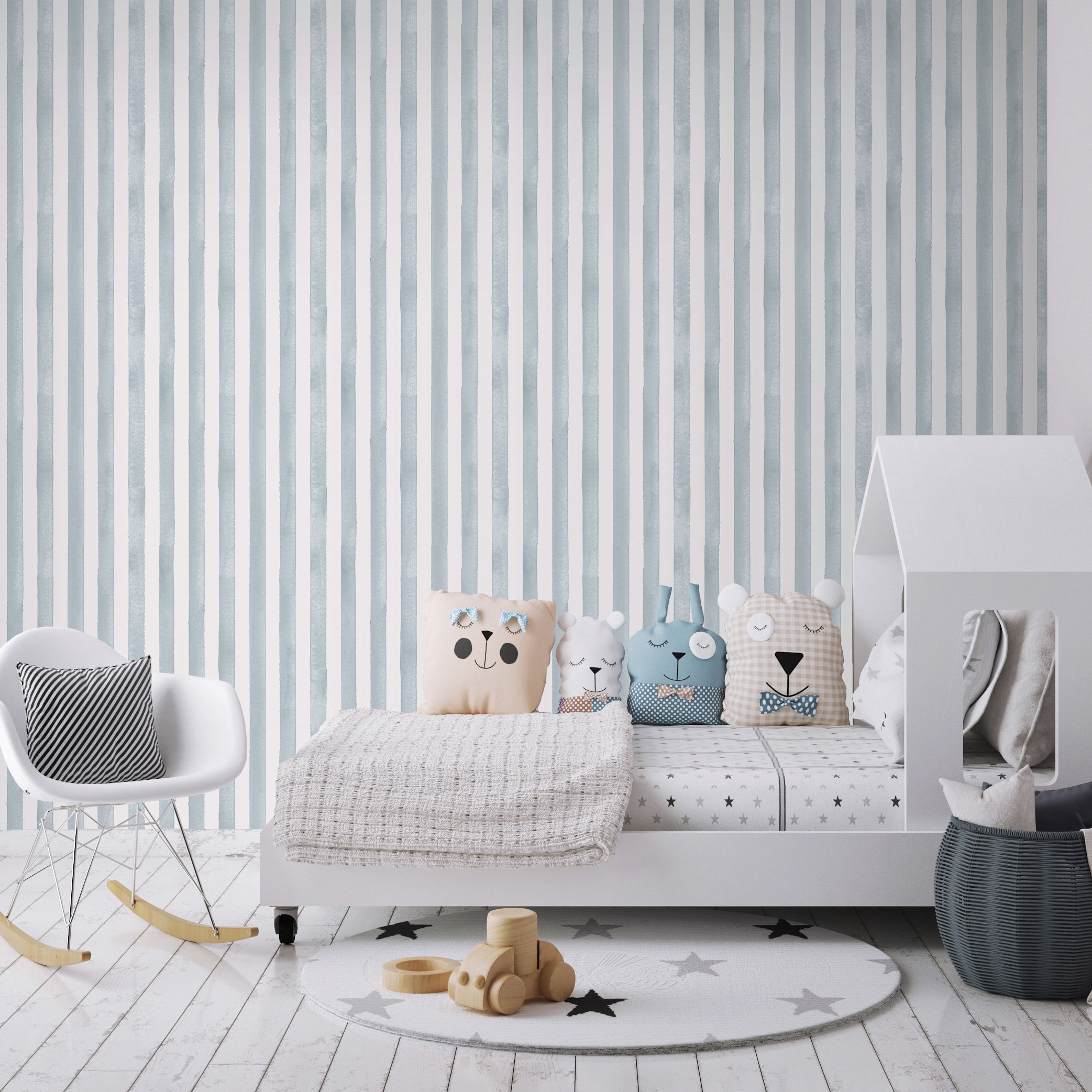GoodHome Satori Blue Stripes Textured Wallpaper