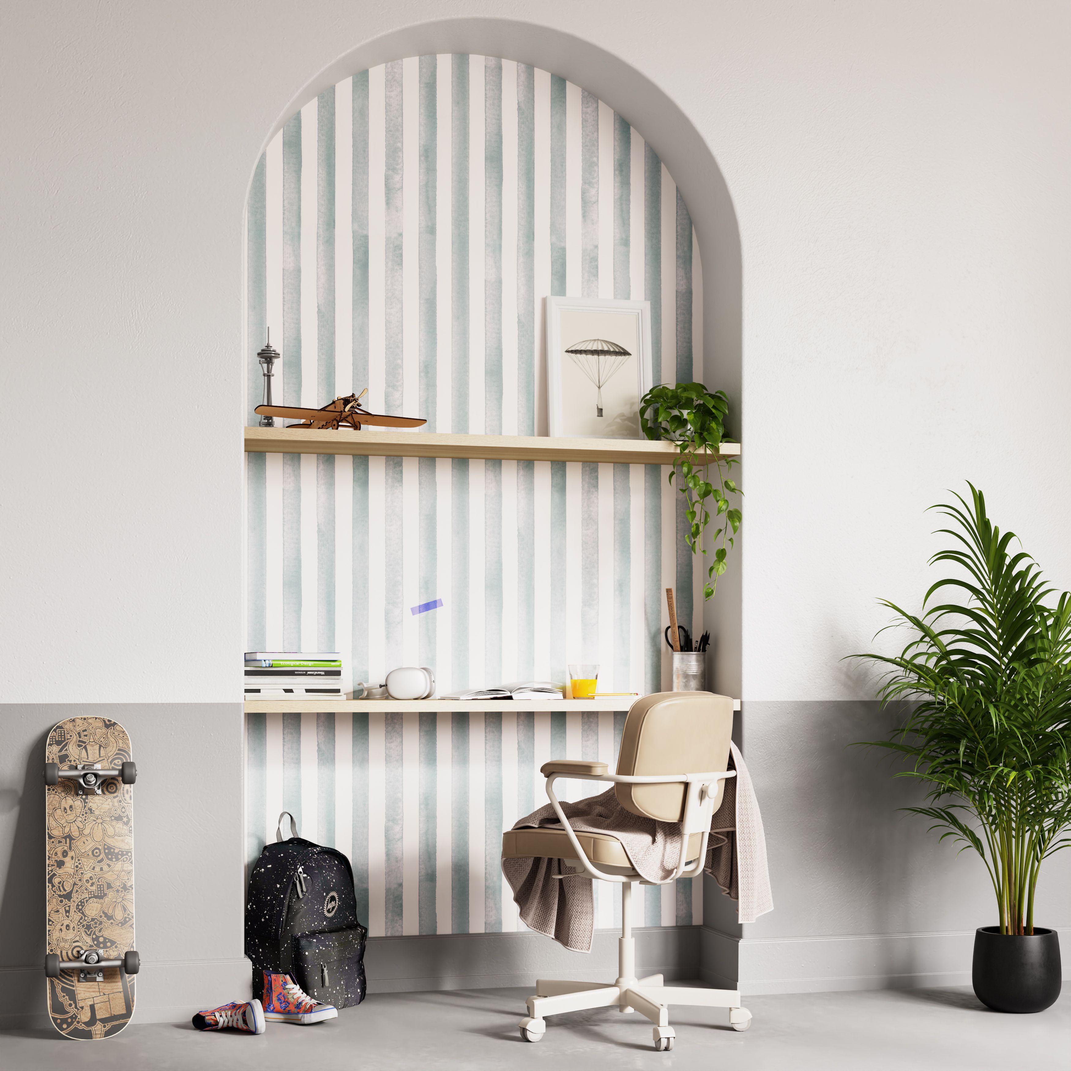GoodHome Satori Blue Stripes Textured Wallpaper