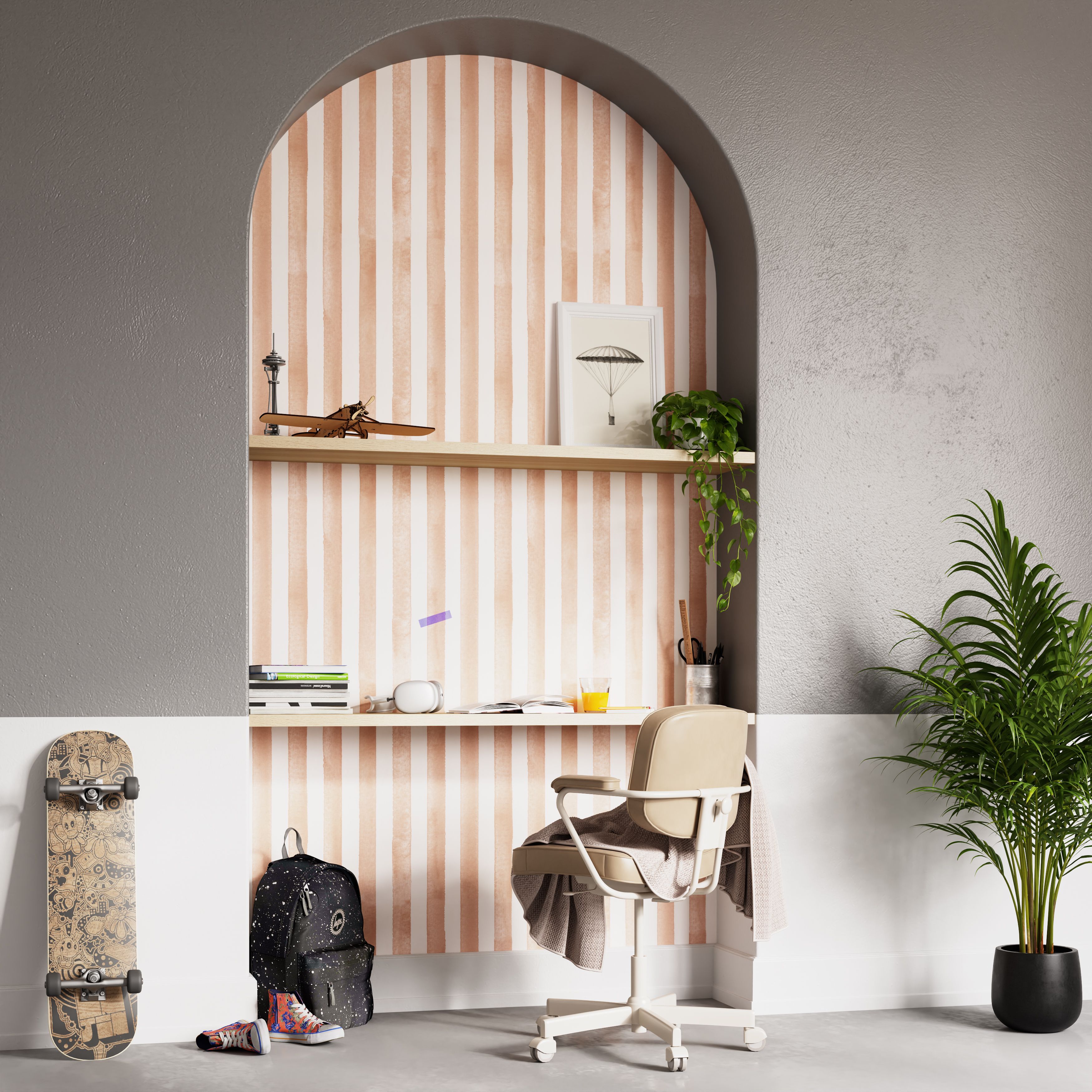 GoodHome Satori Pink Stripes Textured Wallpaper