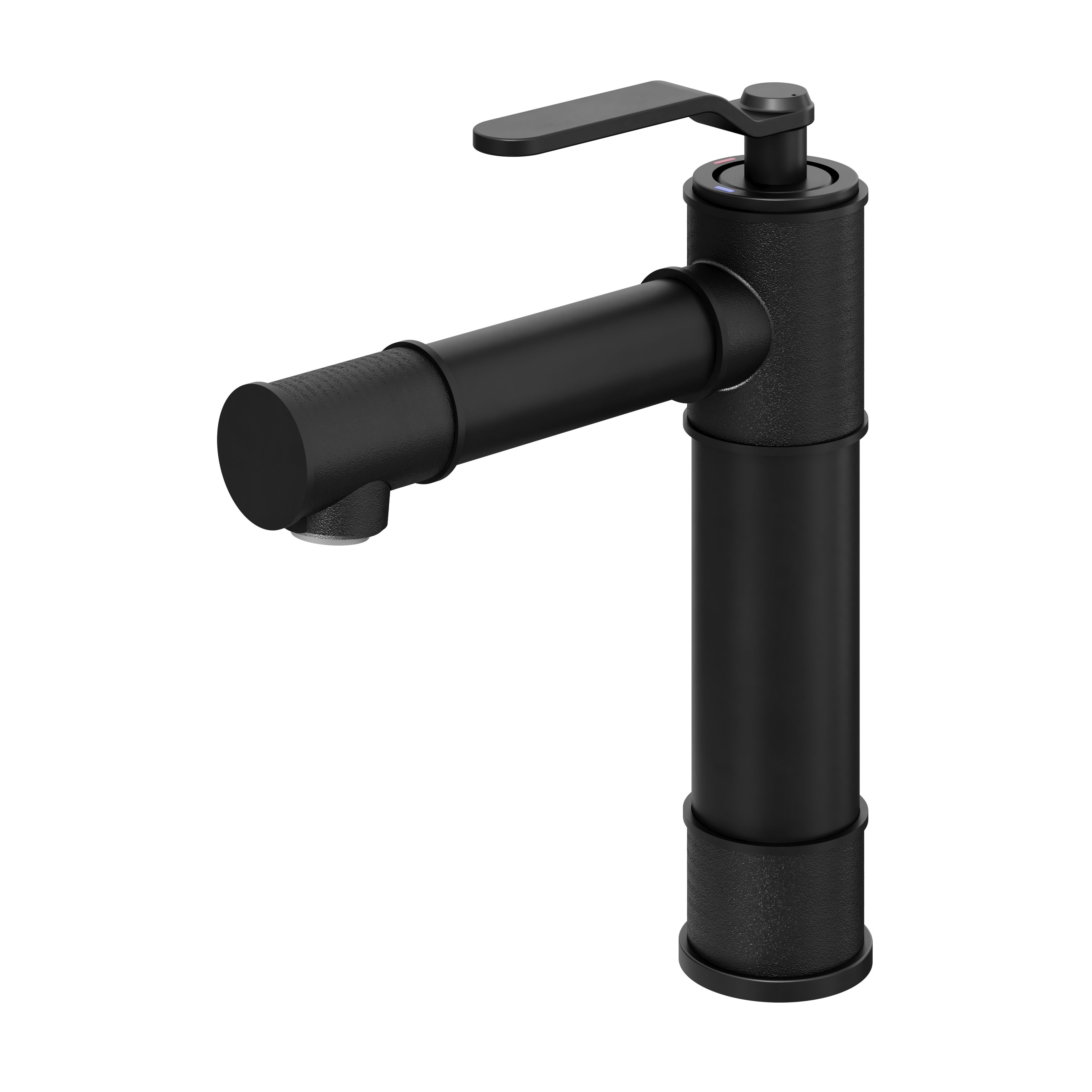 GoodHome SAUGA Tall Black Round Deck-mounted Manual Basin Mono mixer Tap