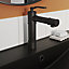 GoodHome SAUGA Tall Black Round Deck-mounted Manual Basin Mono mixer Tap