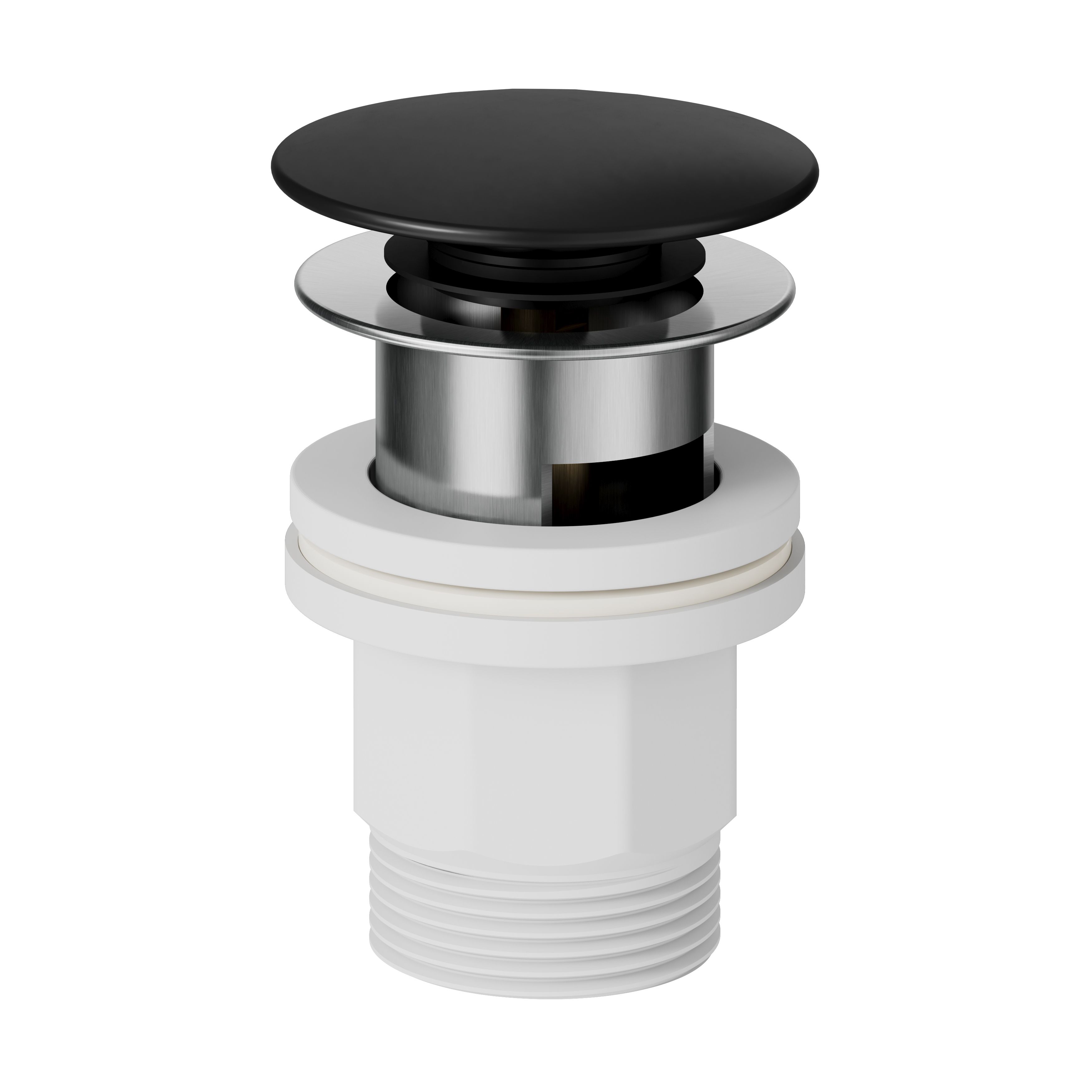 GoodHome SAUGA Tall Black Round Deck-mounted Manual Basin Mono mixer Tap