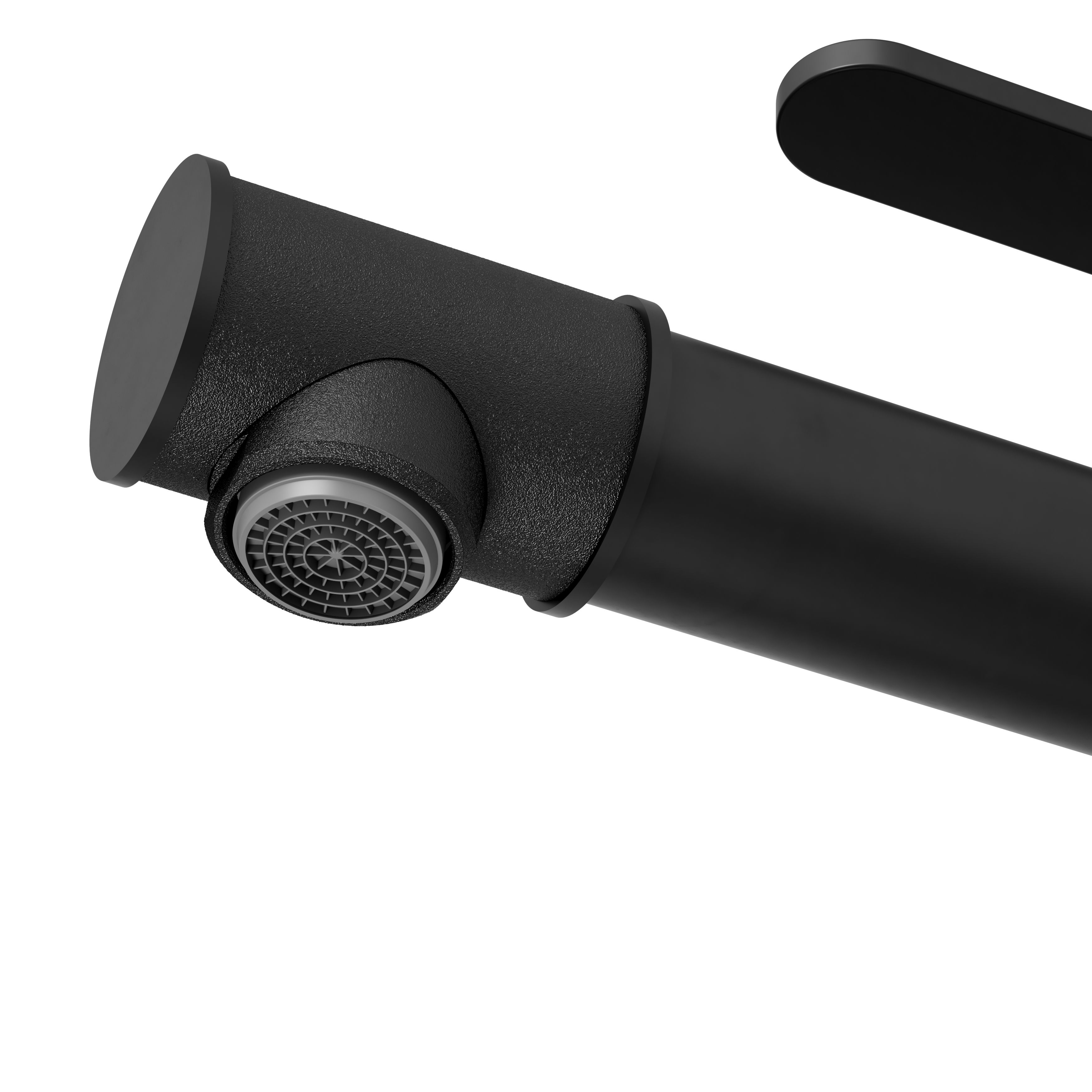GoodHome SAUGA Tall Black Round Deck-mounted Manual Basin Mono mixer Tap