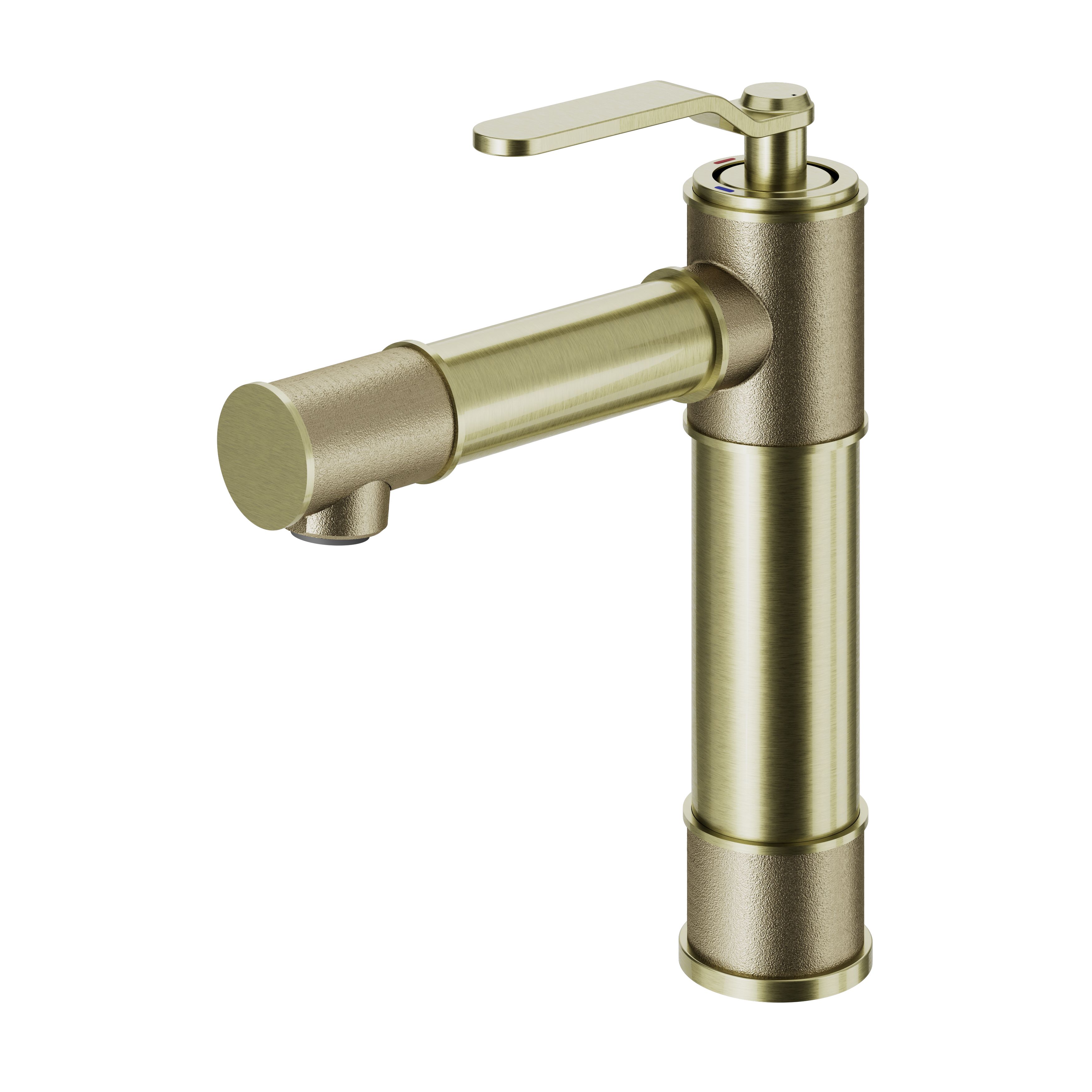 GoodHome SAUGA Tall Round Deck-mounted Manual Basin Mono mixer Tap