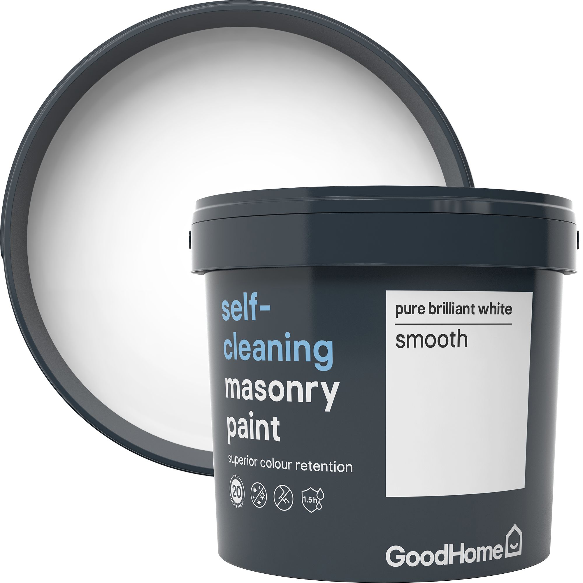 Image of GoodHome Self-cleaning Pure brilliant white Smooth Matt Masonry paint, 5L