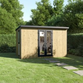 GoodHome Semora Modern 10x13 ft with Double door Pent Garden room (Base included)