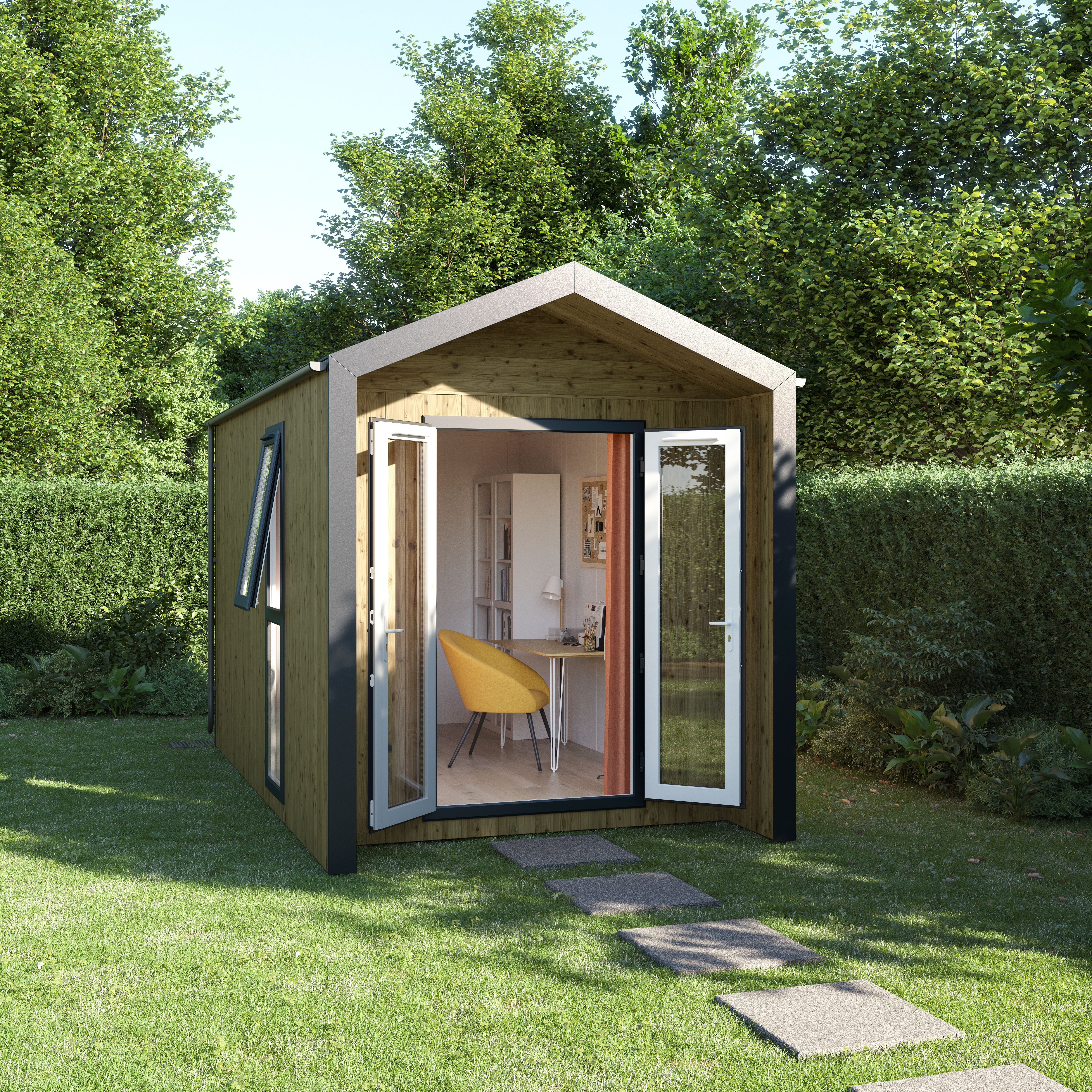GoodHome Semora New Century 13x8 ft with Double door Pitch Garden room (Base included)
