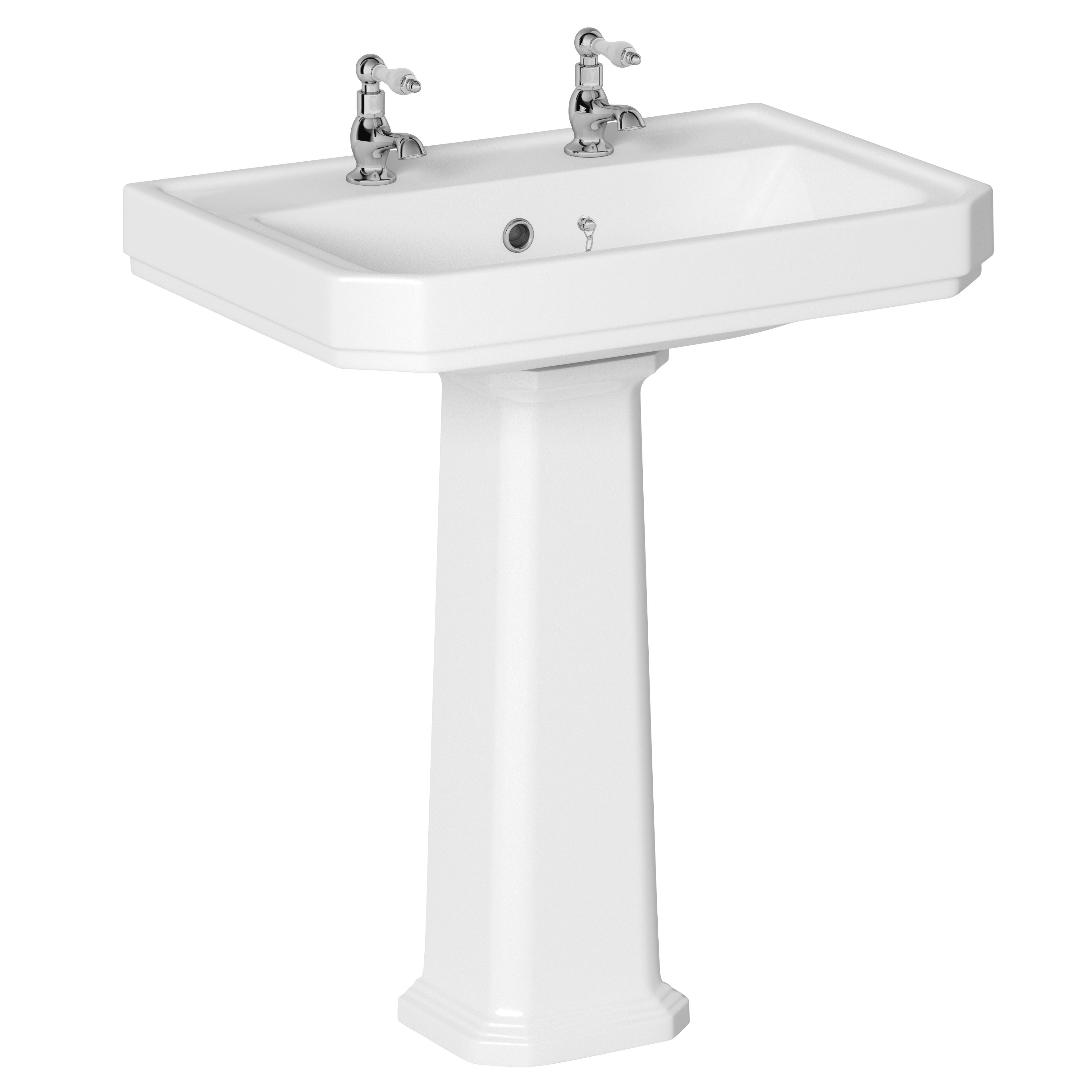 GoodHome Serina White Close-coupled Floor-mounted Toilet & full pedestal basin (W)487mm (H)785mm