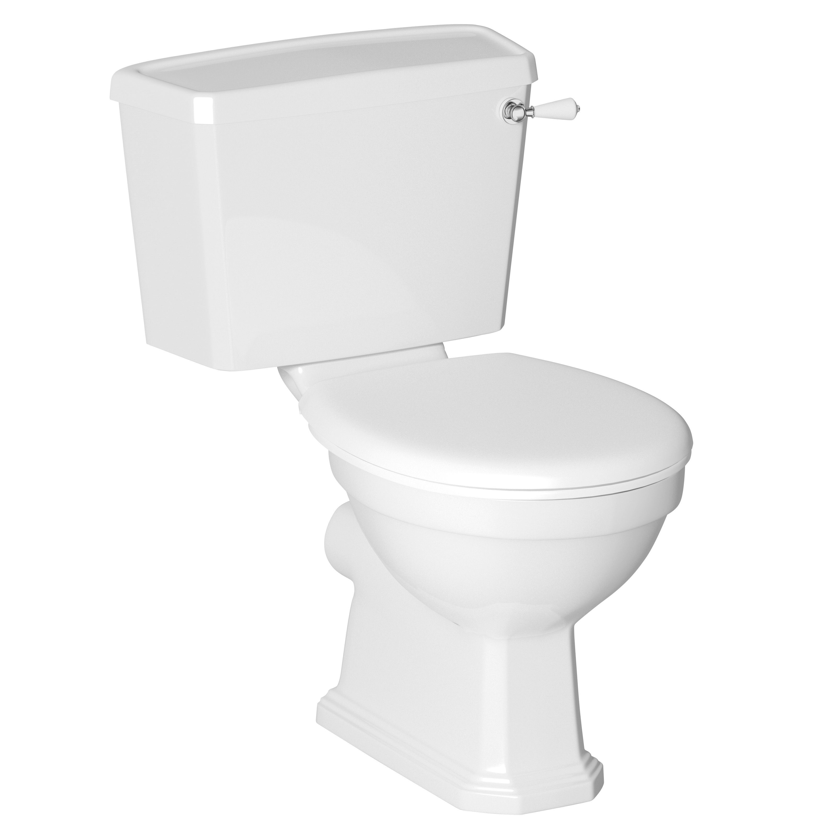 GoodHome Serina White Close-coupled Floor-mounted Toilet & full pedestal basin (W)487mm (H)785mm