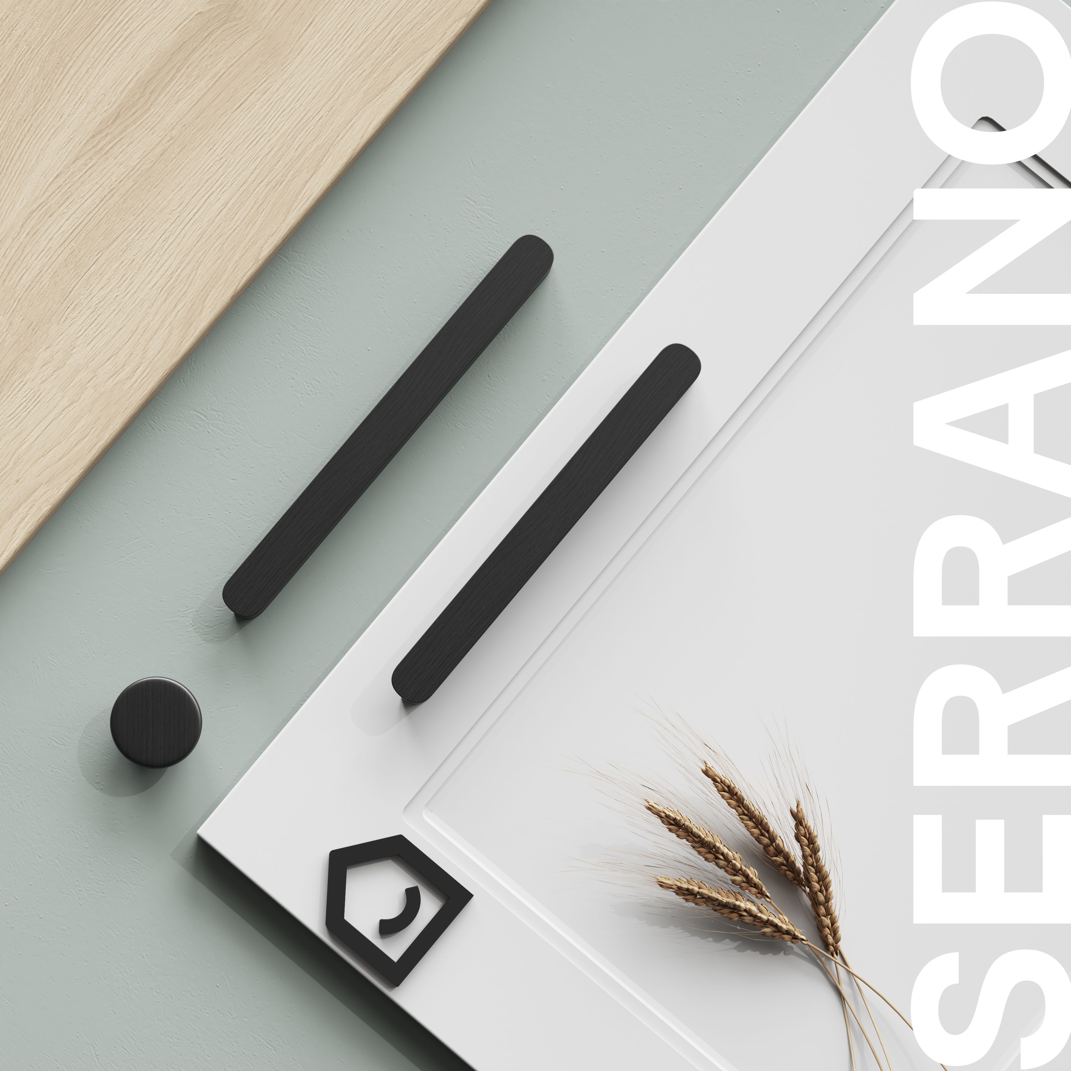 GoodHome Serrano Black Kitchen cabinets Handle (L)22cm