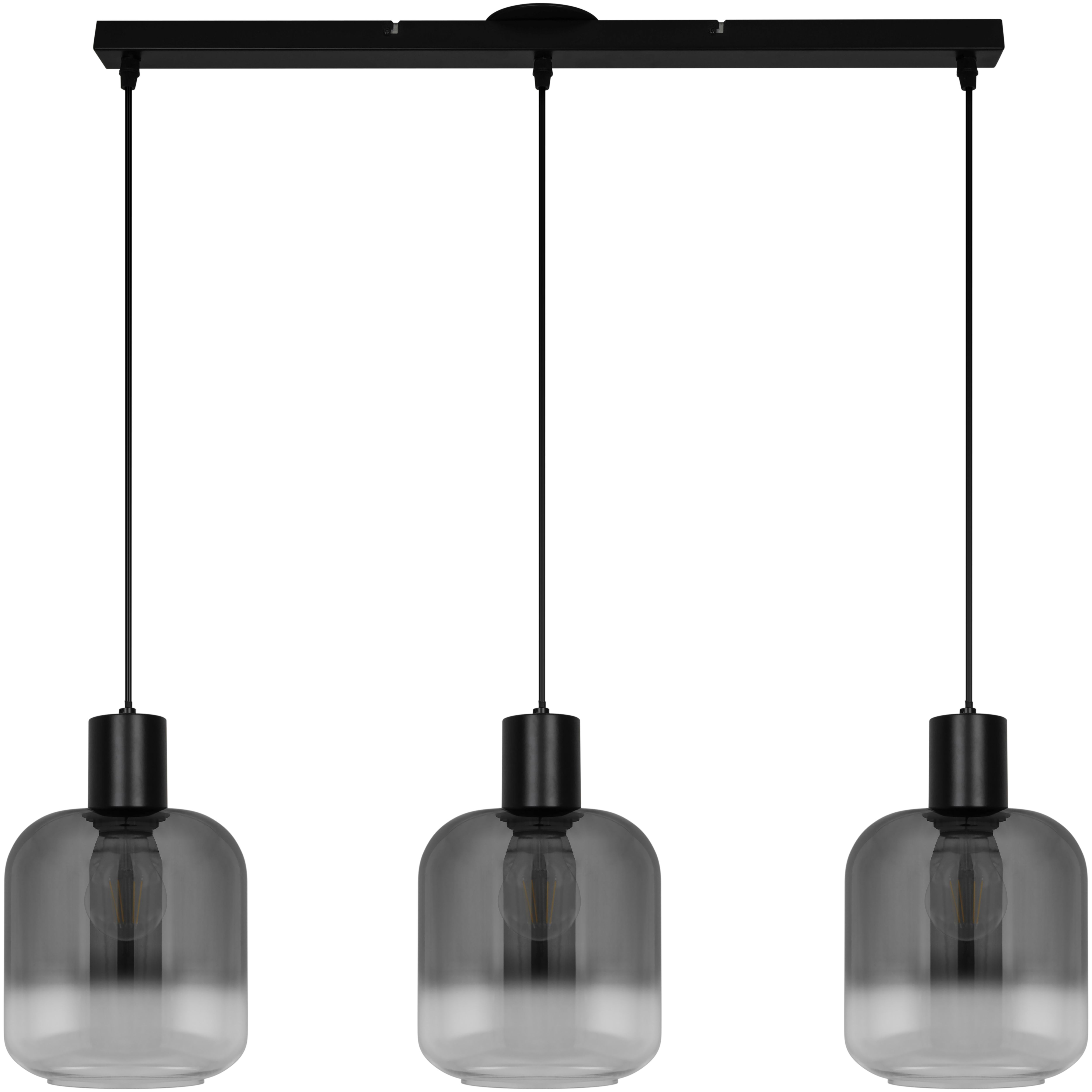 GoodHome Shepton Traditional Matt Black Smoked effect 3 Lamp Pendant ceiling light