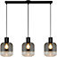 GoodHome Shepton Traditional Matt Black Smoked effect 3 Lamp Pendant ceiling light