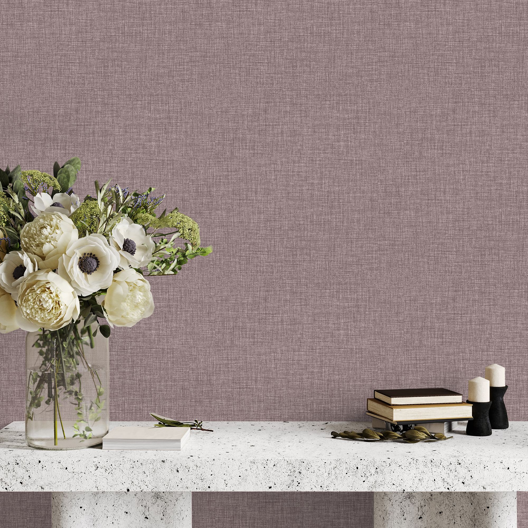 GoodHome Shung Mulberry Woven effect Textured Wallpaper