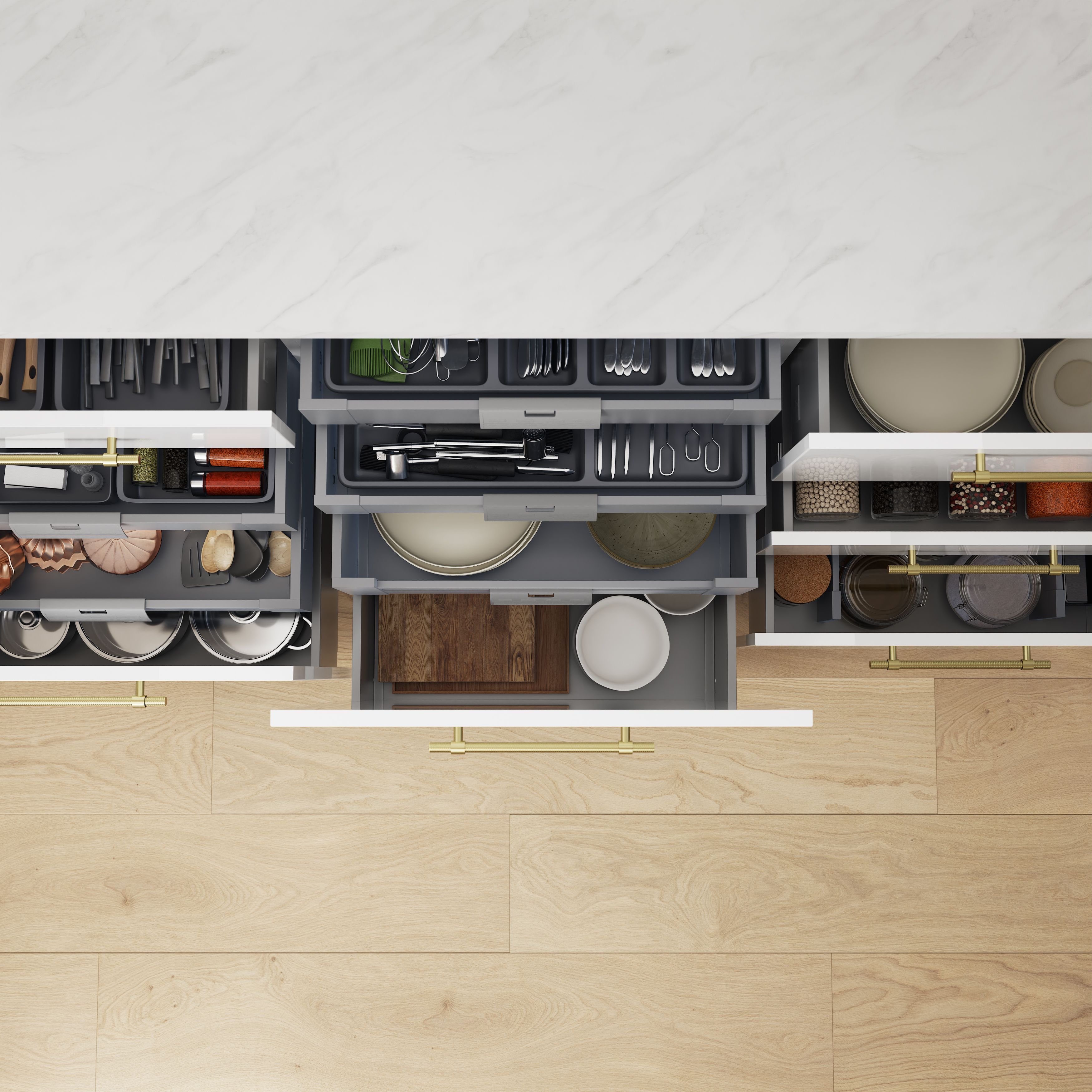 GoodHome Silver Slide Side-fixed Steel Drawer runner (L)964mm, Pair