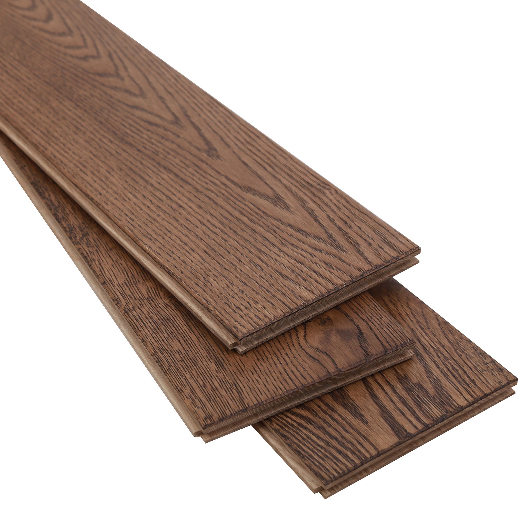 GoodHome Skanor Dark Brown Oak effect Oak Solid wood flooring, 1.3m²