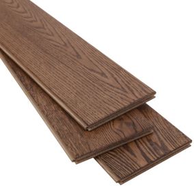 GoodHome Skanor Dark Natural Oak Solid wood flooring Sample