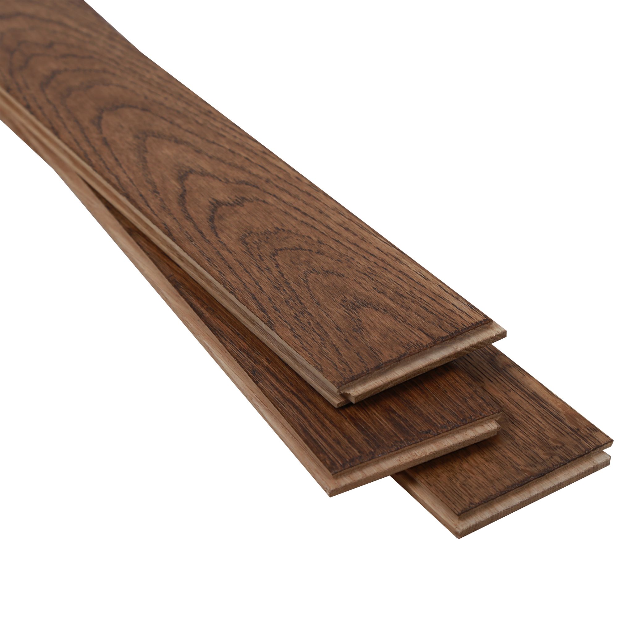 GoodHome Skanor Herringbone Dark Brown Oak Solid wood flooring, 1.94m² Pack of 36