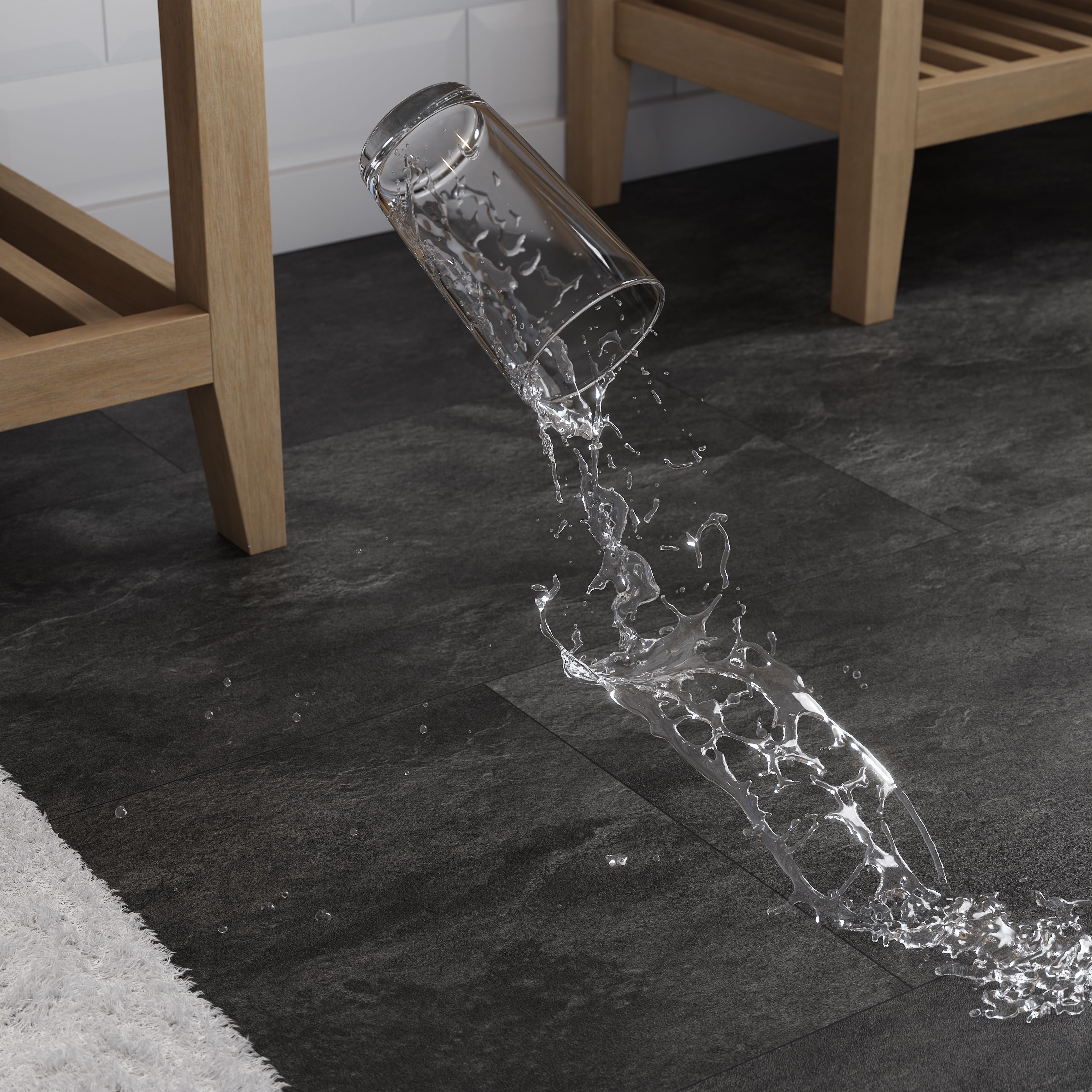 GoodHome Slate Black Tile effect Laminate Flooring, 2.53m²