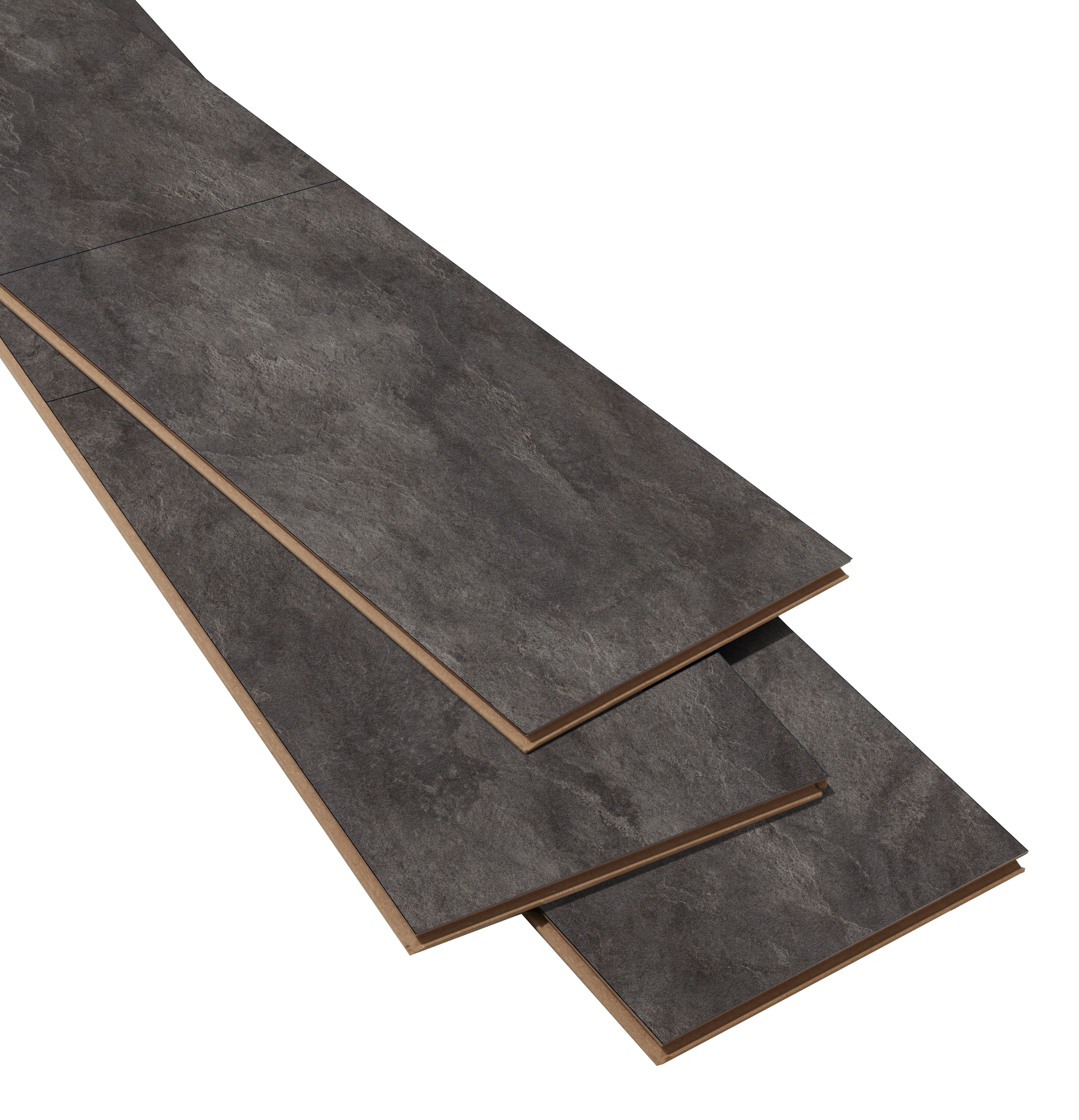 GoodHome Slate Black Tile effect Laminate Flooring, 2.53m²