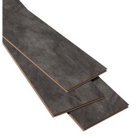 GoodHome Slate Black Tile effect Laminate Flooring Sample