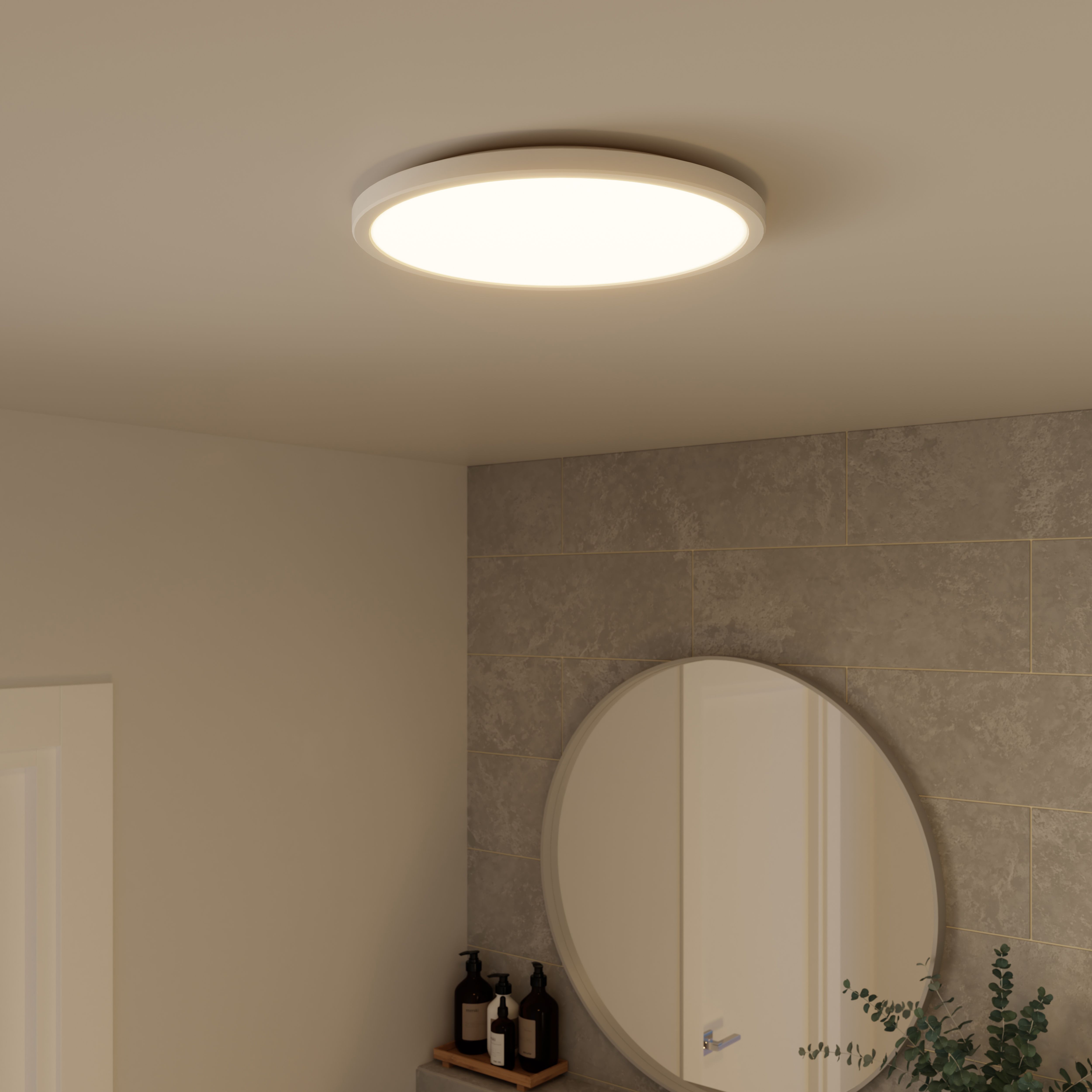 GoodHome Solidaster Matt Plastic White LED Ceiling light