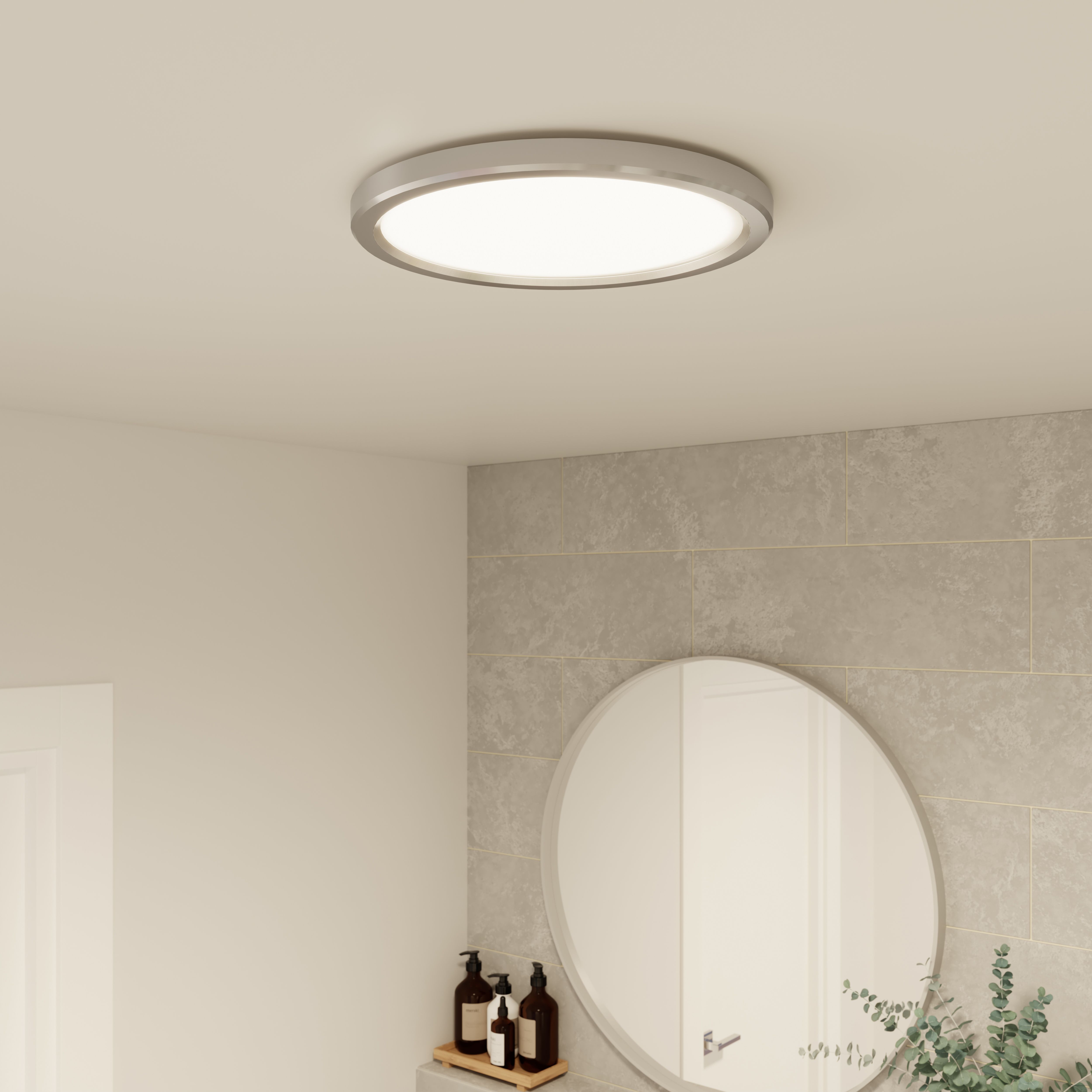 GoodHome Solidaster Plastic Chrome effect LED Ceiling light