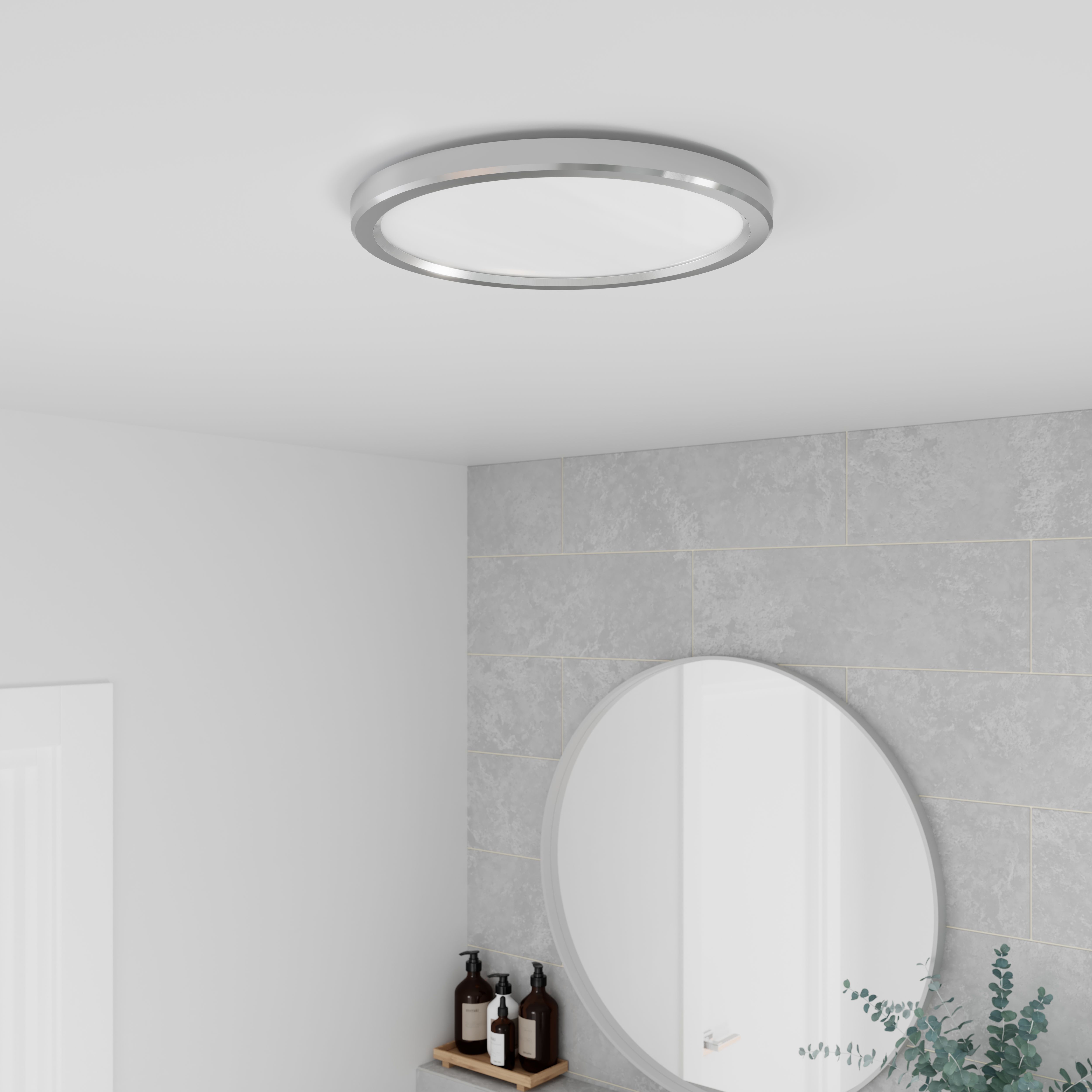 GoodHome Solidaster Plastic Chrome effect LED Ceiling light