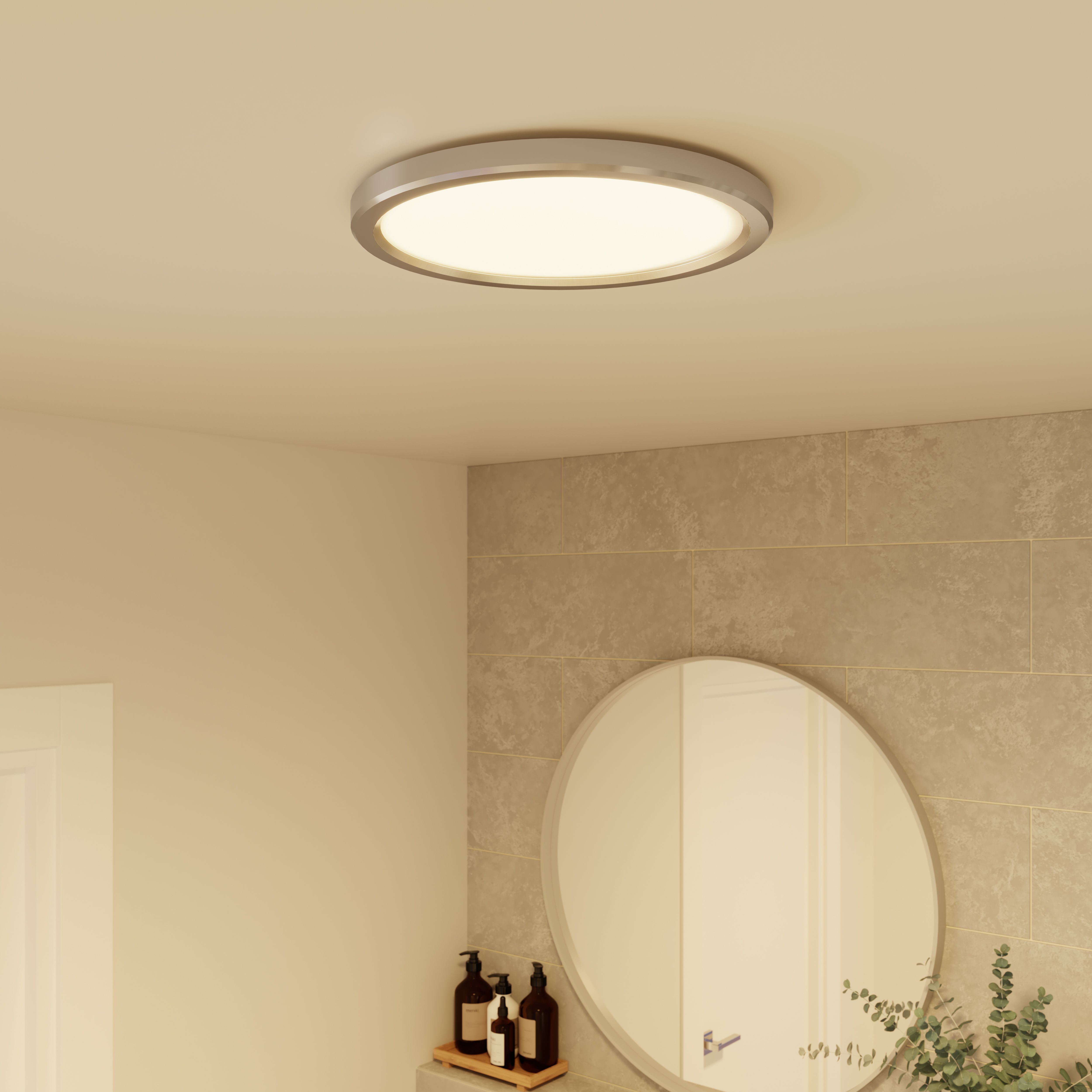 GoodHome Solidaster Plastic Chrome effect LED Ceiling light