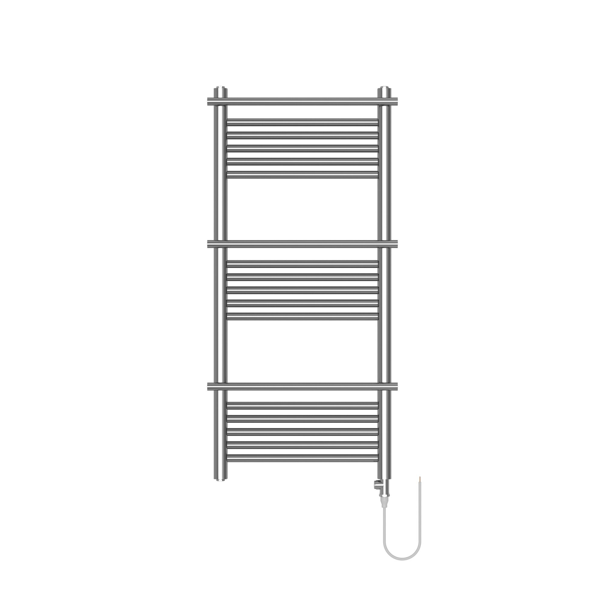 GoodHome Solna Chrome effect Vertical Flat Towel radiator (W)534mm x (H)1182mm