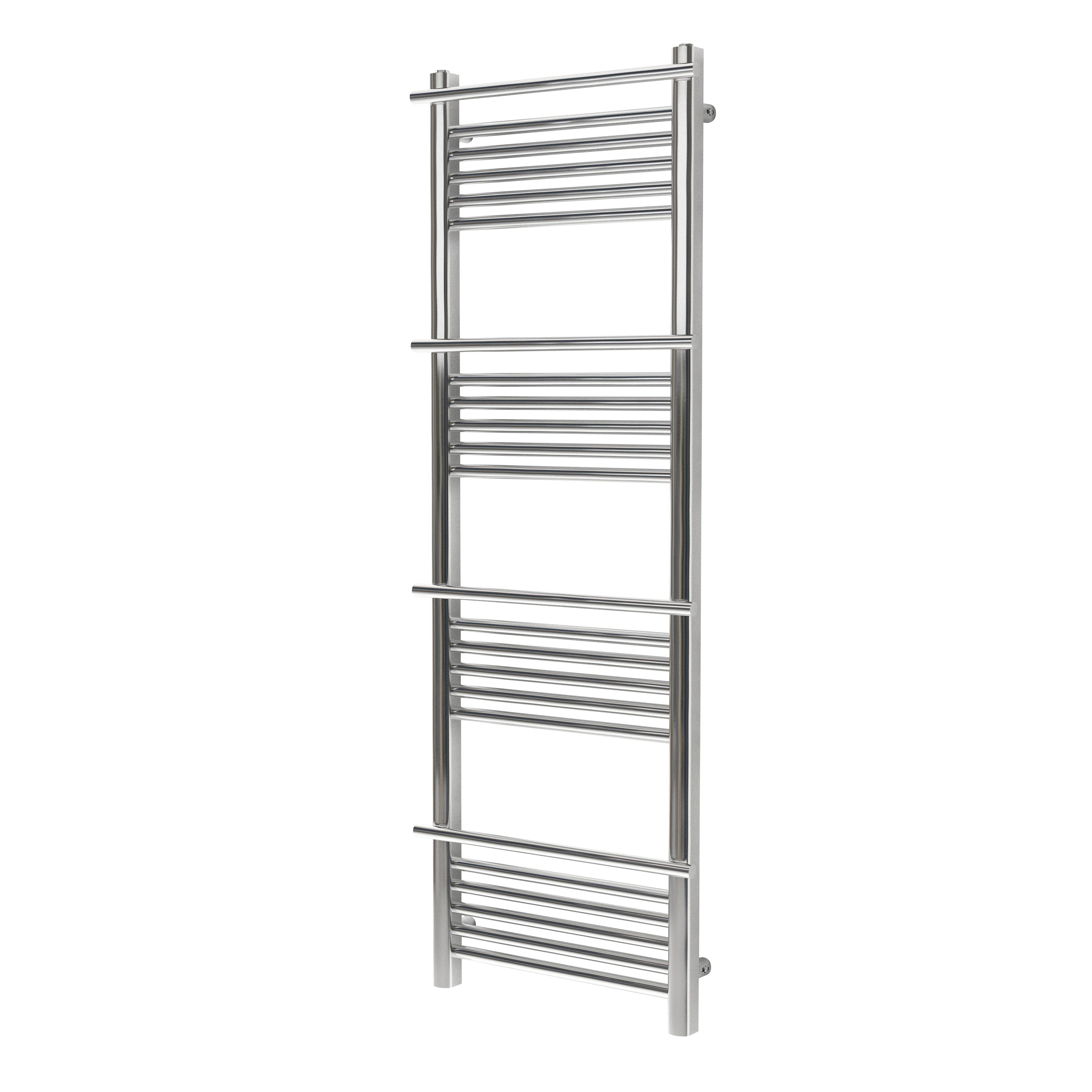 GoodHome Solna Chrome plated Chrome effect Flat Towel warmer W