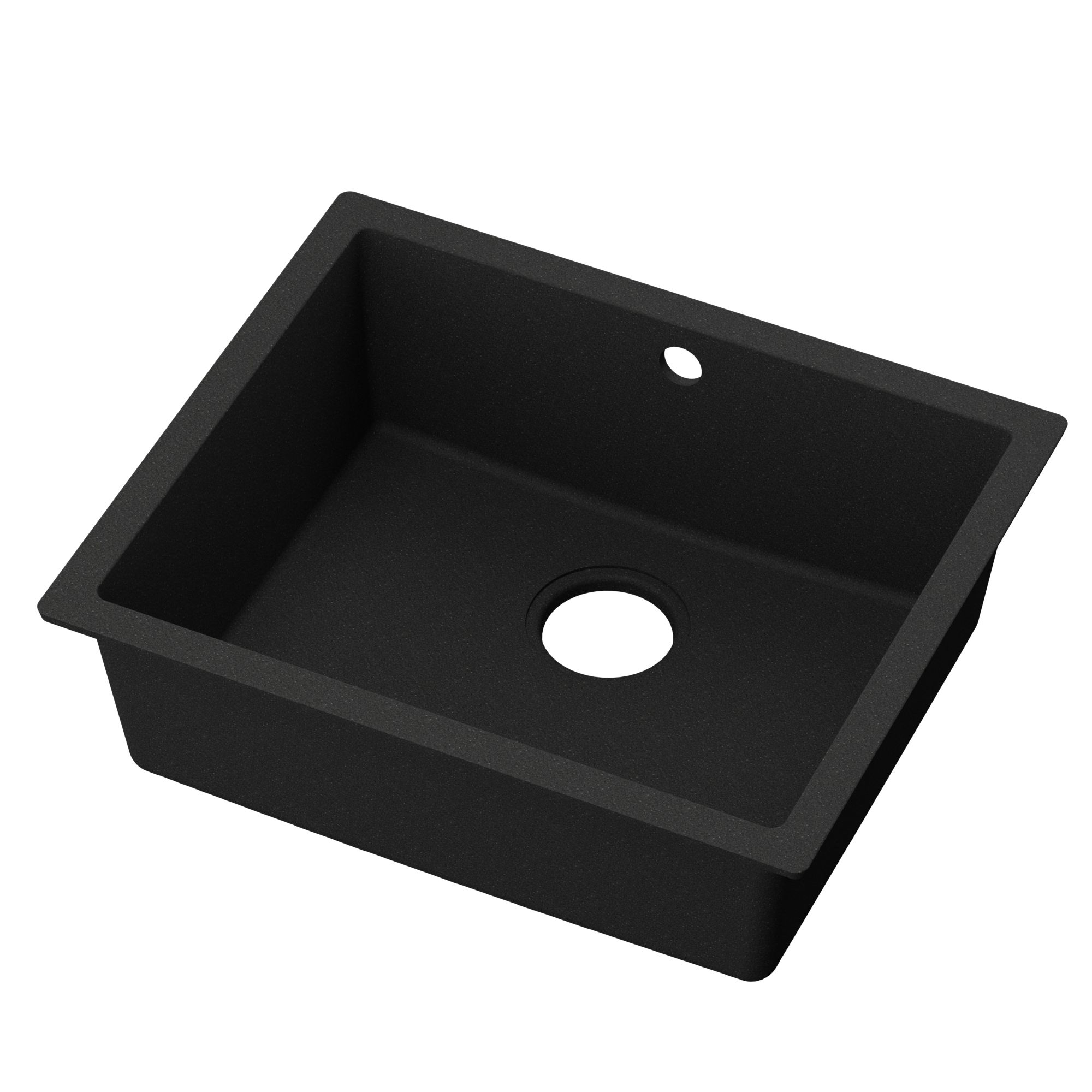GoodHome Sorrel Black Composite quartz 1 Bowl Kitchen sink 550mm x 460mm