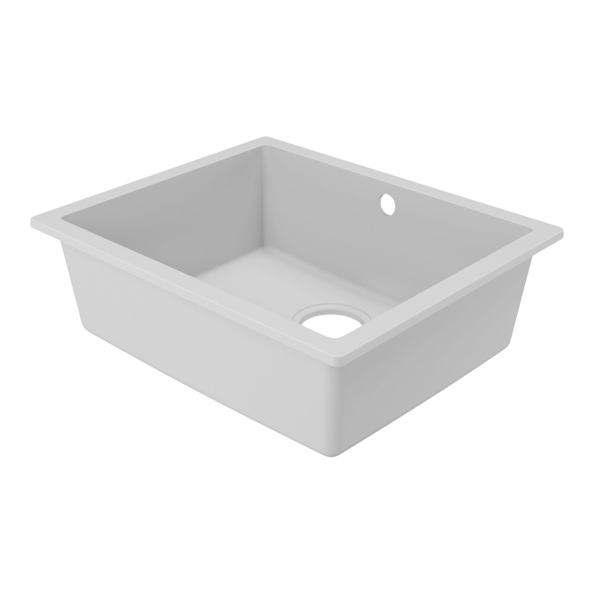 GoodHome Sorrel Polished White Composite quartz 1 Bowl Kitchen sink 550mm x 460mm
