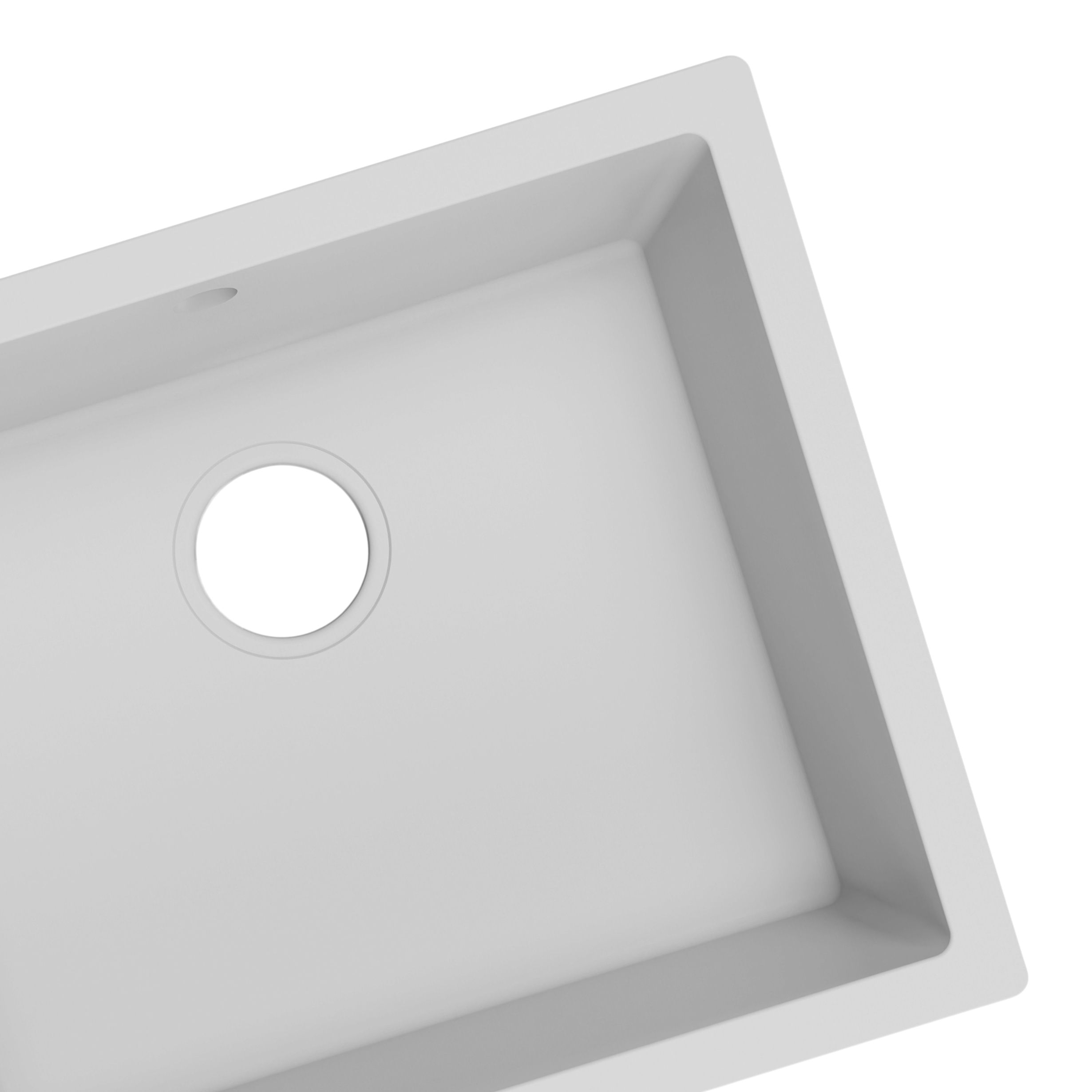 GoodHome Sorrel Polished White Composite quartz 1 Bowl Kitchen sink 550mm x 460mm