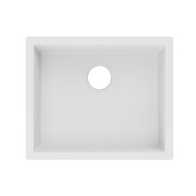 GoodHome Sorrel White Composite quartz 1 Bowl Kitchen sink (W)550mm x (L)460mm