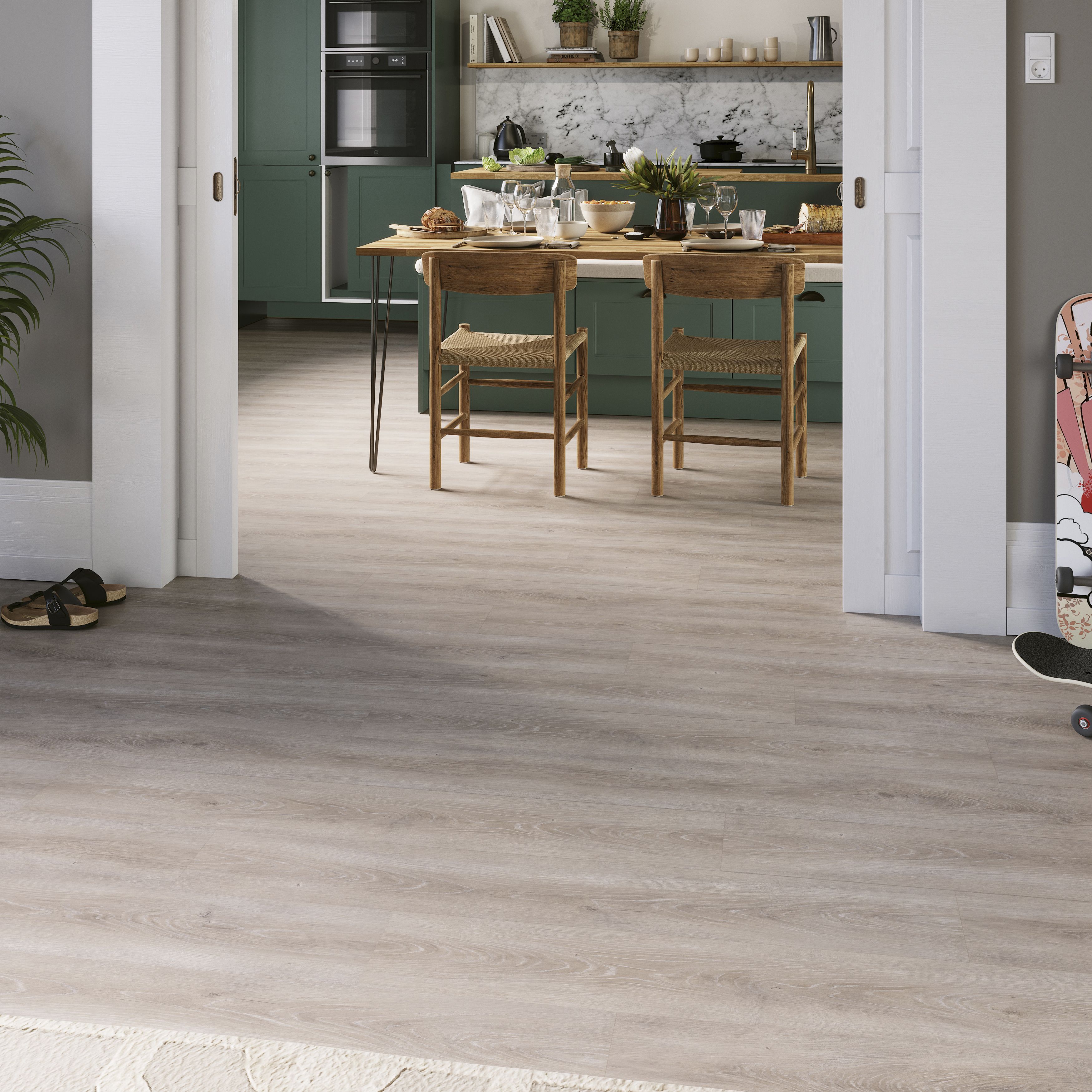 GoodHome Southwell Light Natural oak effect Laminate flooring Sample