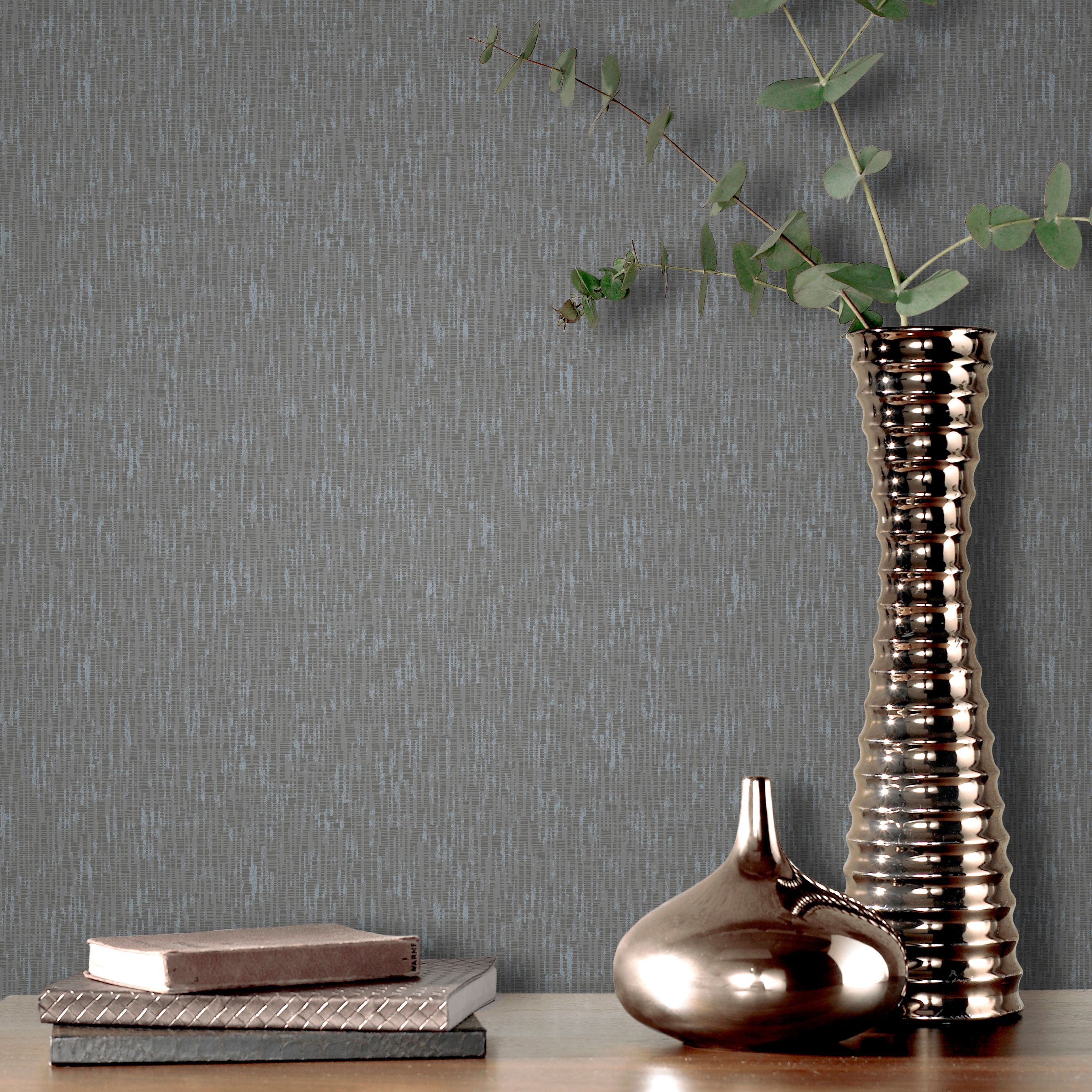 GoodHome Spinney Fusion Charcoal Mica effect Textured Wallpaper