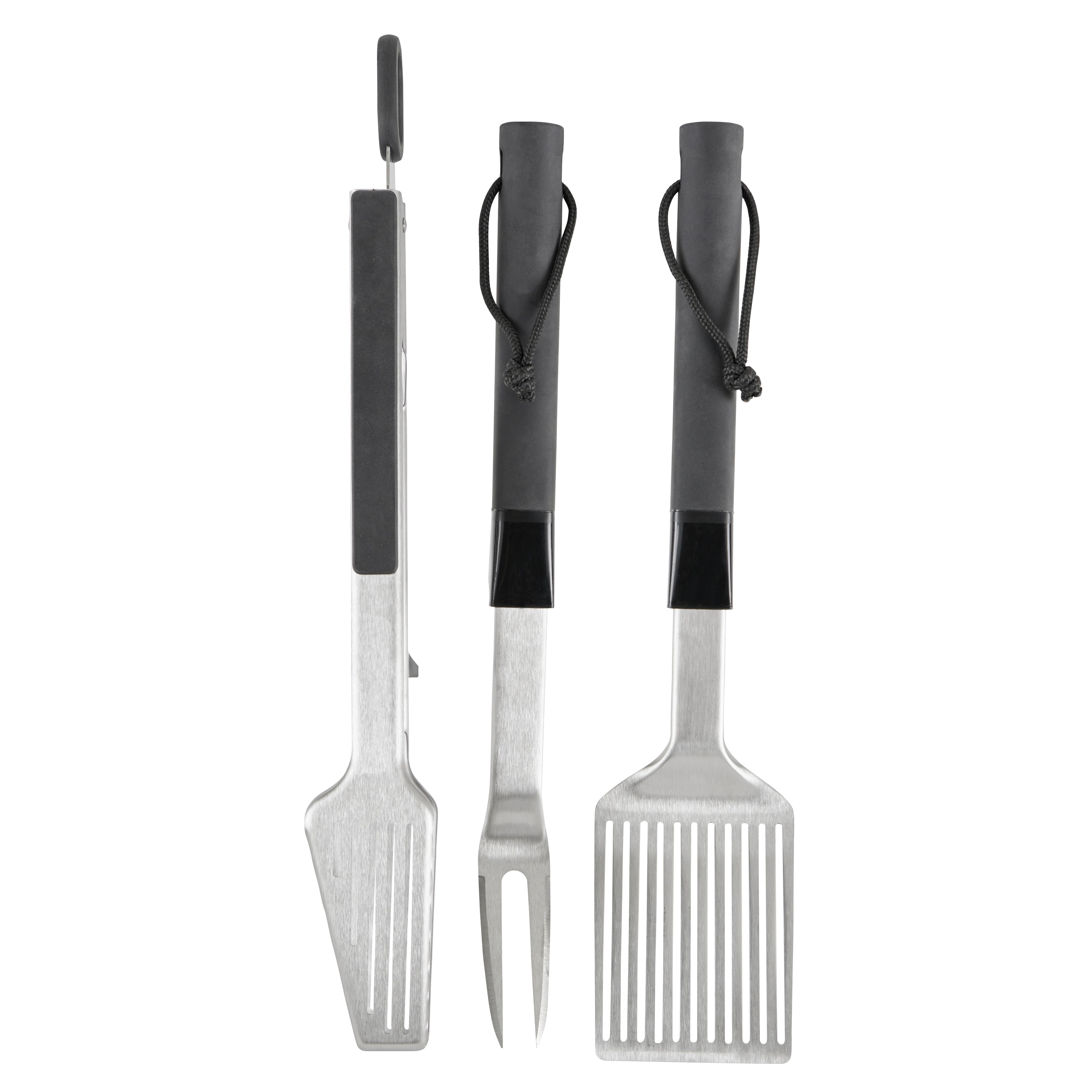 GoodHome Stainless steel 3 piece Barbecue tool set