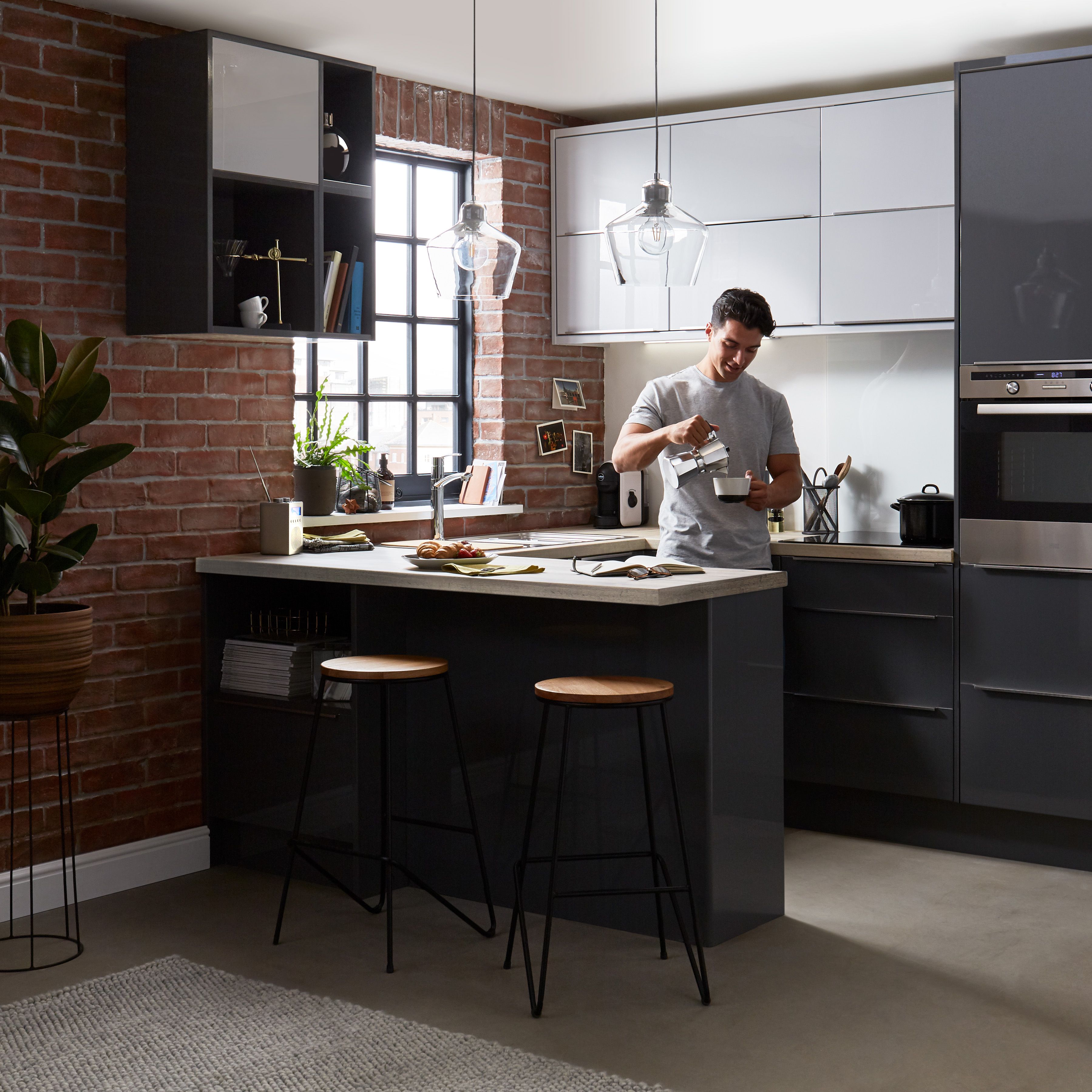 GoodHome Stevia & Garcinia Anthracite Square edge Plinth, (L)2400mm