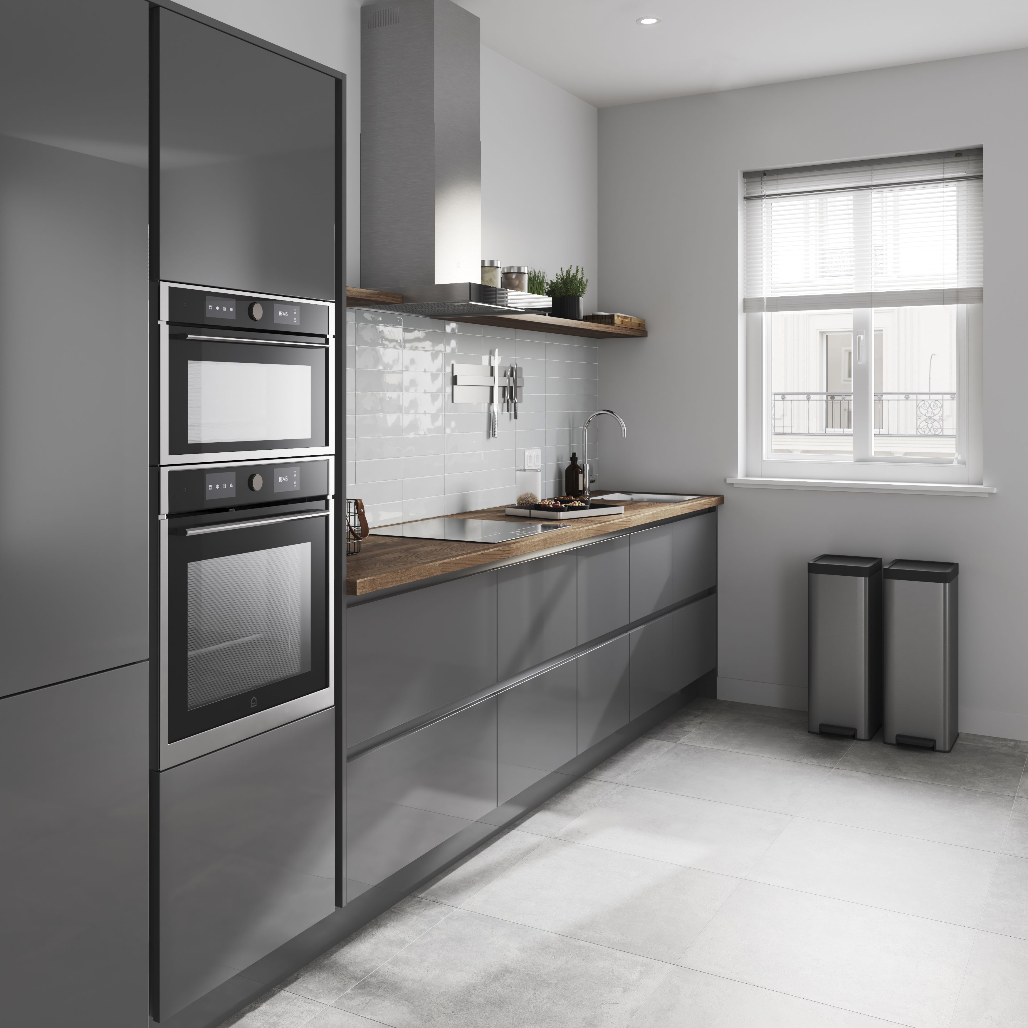 GoodHome Stevia & Garcinia Anthracite Square edge Plinth, (L)2400mm
