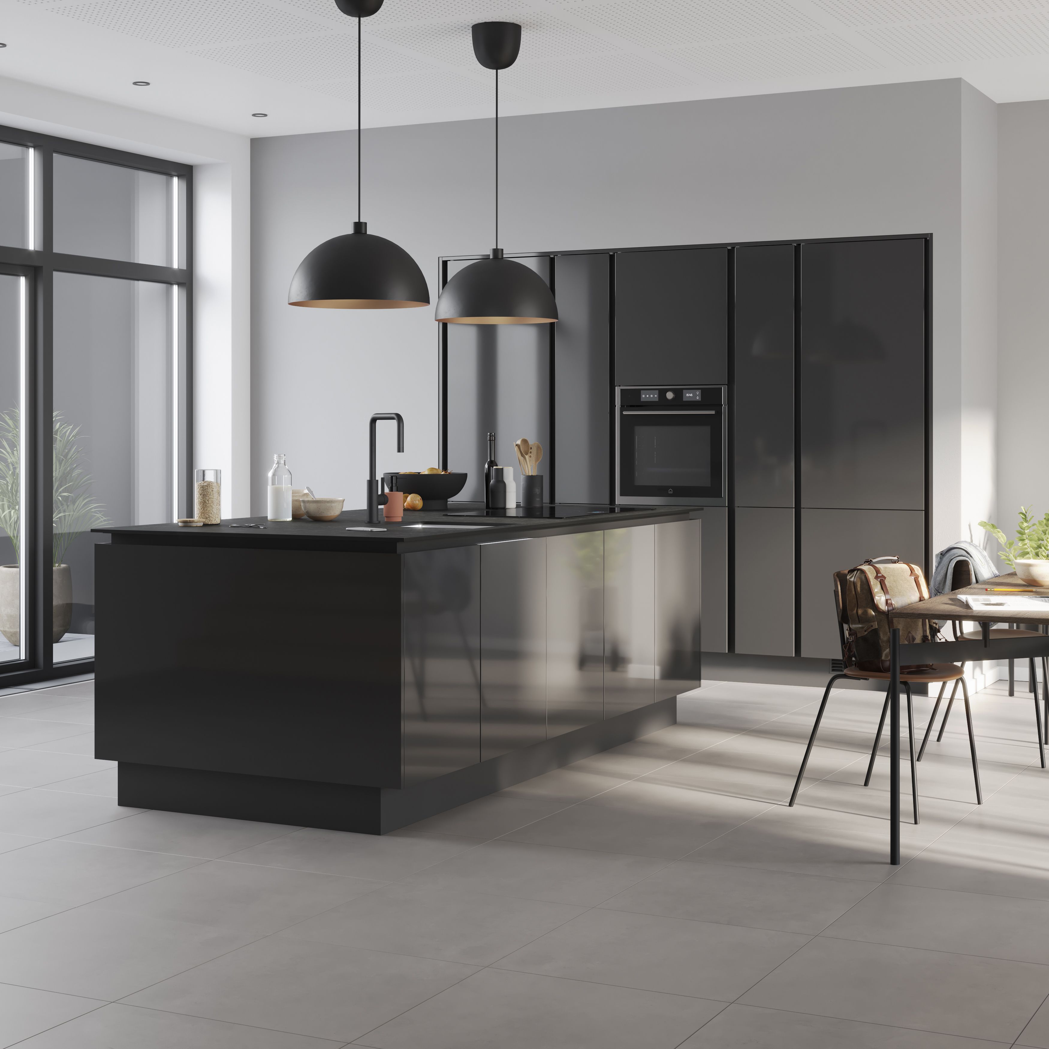 GoodHome Stevia & Garcinia Anthracite Square edge Plinth, (L)2400mm
