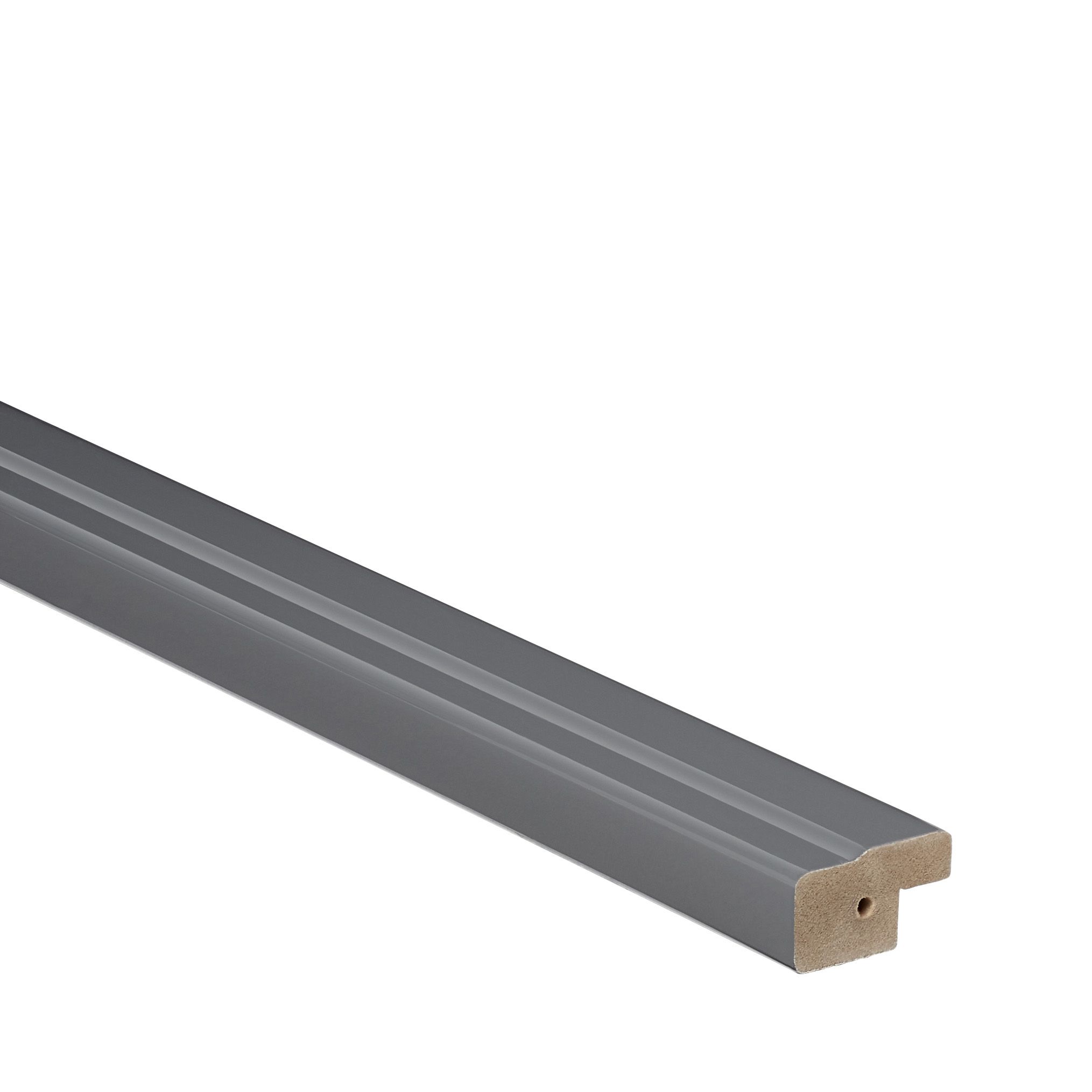 GoodHome Stevia & Garcinia Gloss Anthracite Cornice & pelmet, (L)2400mm (H)35mm